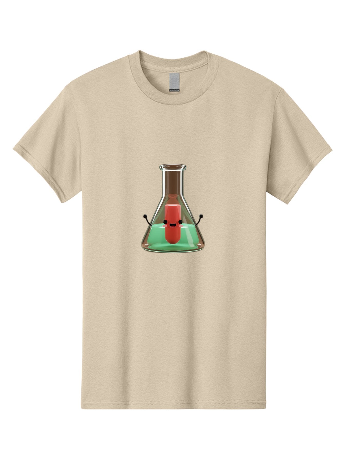 Test-Tube-Character Men'S Graphic Tee, 100% Cotton, Comfortable Casual Summer Wear, Machine Washable, Lipstick With Face, Cartoon Character, Laboratory Equipment, Glassware, Chemistry Experiment, Quirky Illustration, Comedic Art, Red Lipstick, Bab528 15