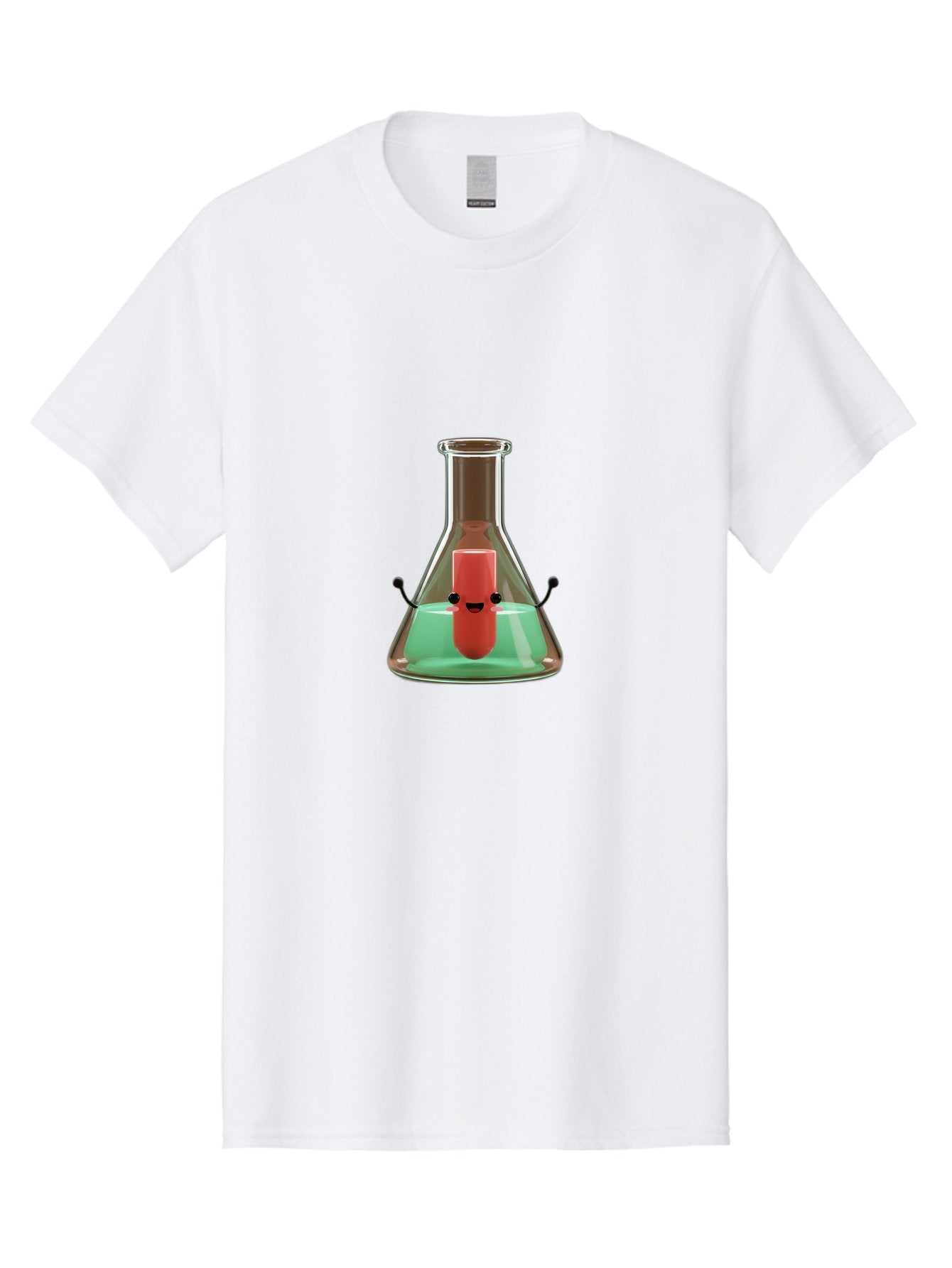 Test-Tube-Character Men'S Graphic Tee, 100% Cotton, Comfortable Casual Summer Wear, Machine Washable, Lipstick With Face, Cartoon Character, Laboratory Equipment, Glassware, Chemistry Experiment, Quirky Illustration, Comedic Art, Red Lipstick, Bab528 13