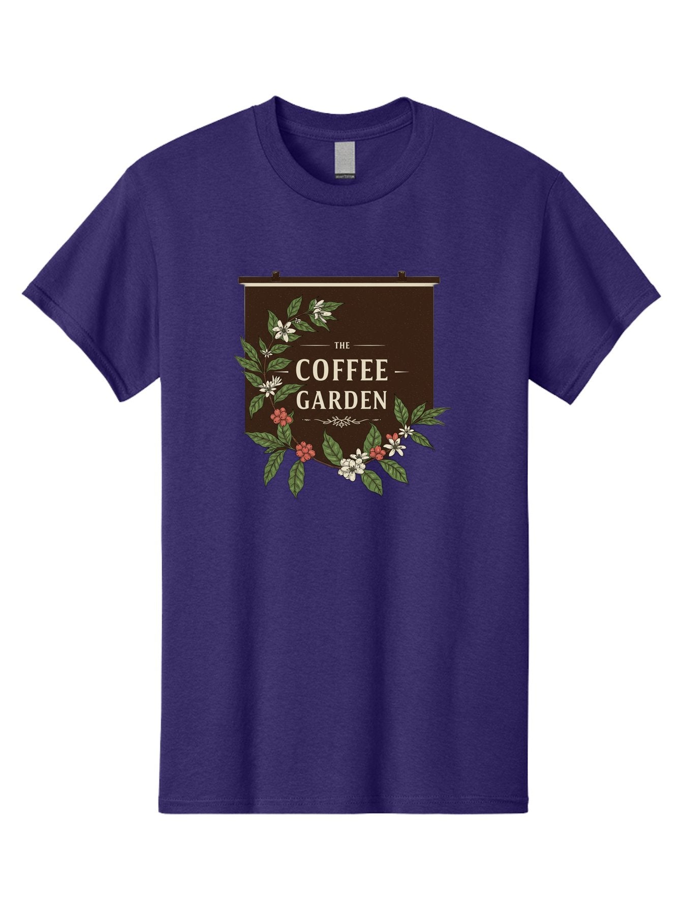 The-Coffee-Garden Men'S Graphic Tee, 100% Cotton, Comfortable Casual Summer Wear, Machine Washable, Coffee Shop Signage, Floral Designs, Vintage Typography, Coffee Culture, Garden Theme, Rustic Charm, Coffeehouse Decor, Inviting Atmosphere, Bab529 15