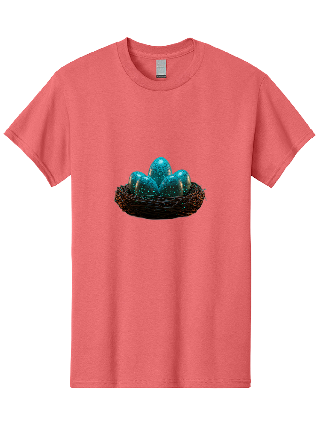 Three-Blue-Eggs-In-A-Nest Men'S Graphic Tee, 100% Cotton, Comfortable Casual Summer Wear, Machine Washable, Blue Eggs, Bird'S Nest, Twig Nest, Speckled Eggs, Shiny Eggs, Natural Elements, Earthy Tones, Symbolic Eggs, Decorative Nest Bab532