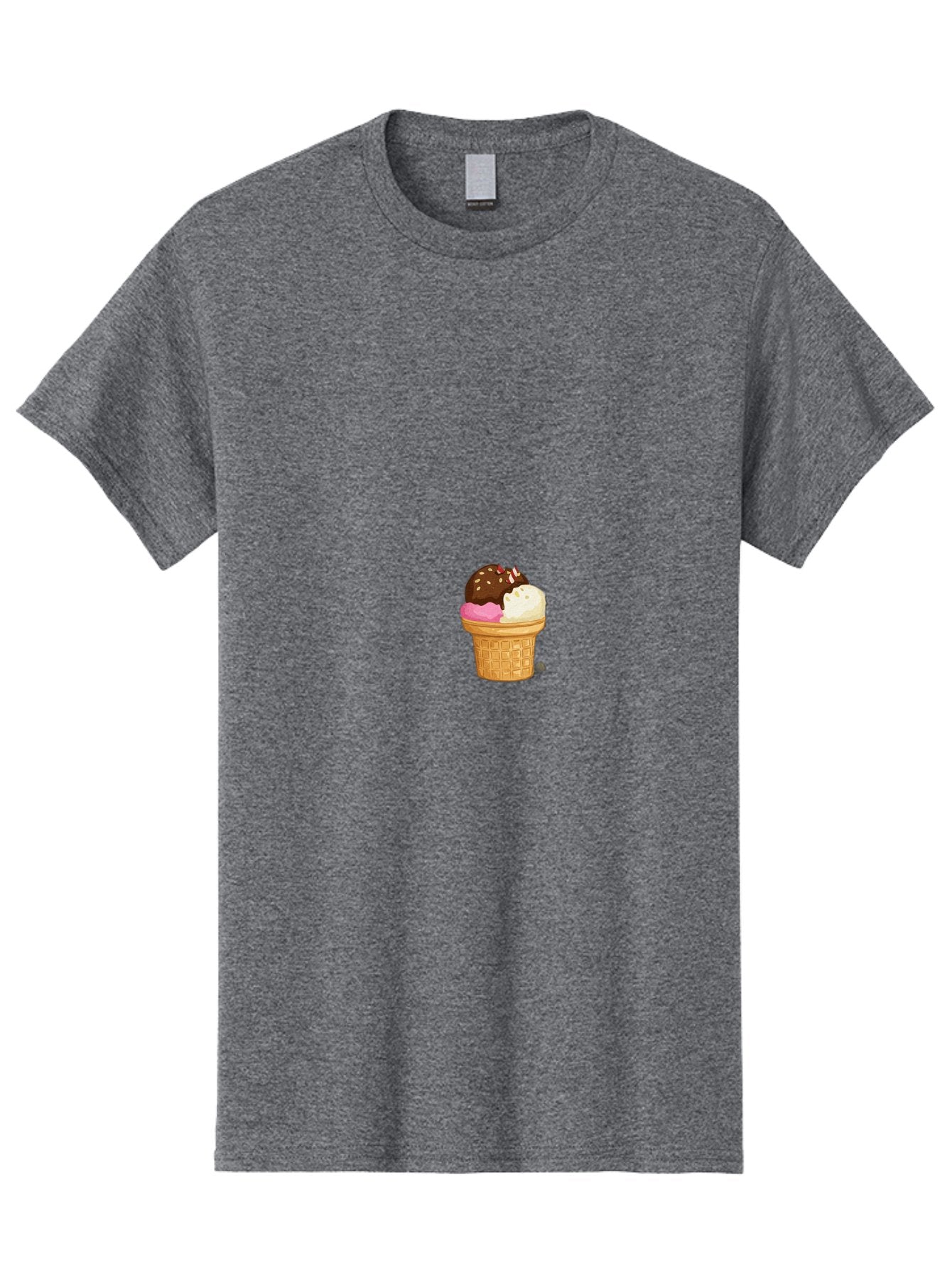Three-Scoops-Ice-Cream Men'S Graphic Tee, 100% Cotton, Comfortable Casual Summer Wear, Machine Washable, Triple Scoop Ice Cream, Chocolate Ice Cream, Strawberry Ice Cream, Vanilla Ice Cream, Ice Cream Cone, Sweet Treats, Dessert, Bab535 14
