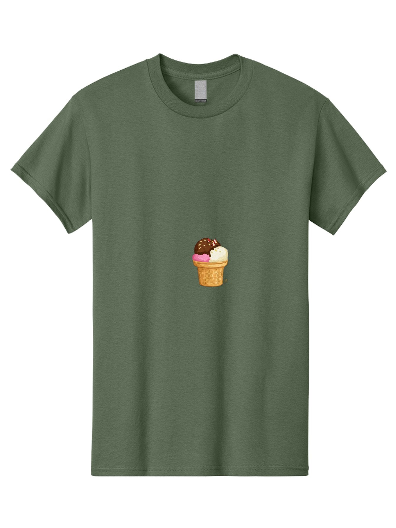 Three-Scoops-Ice-Cream Men'S Graphic Tee, 100% Cotton, Comfortable Casual Summer Wear, Machine Washable, Triple Scoop Ice Cream, Chocolate Ice Cream, Strawberry Ice Cream, Vanilla Ice Cream, Ice Cream Cone, Sweet Treats, Dessert, Bab535 6
