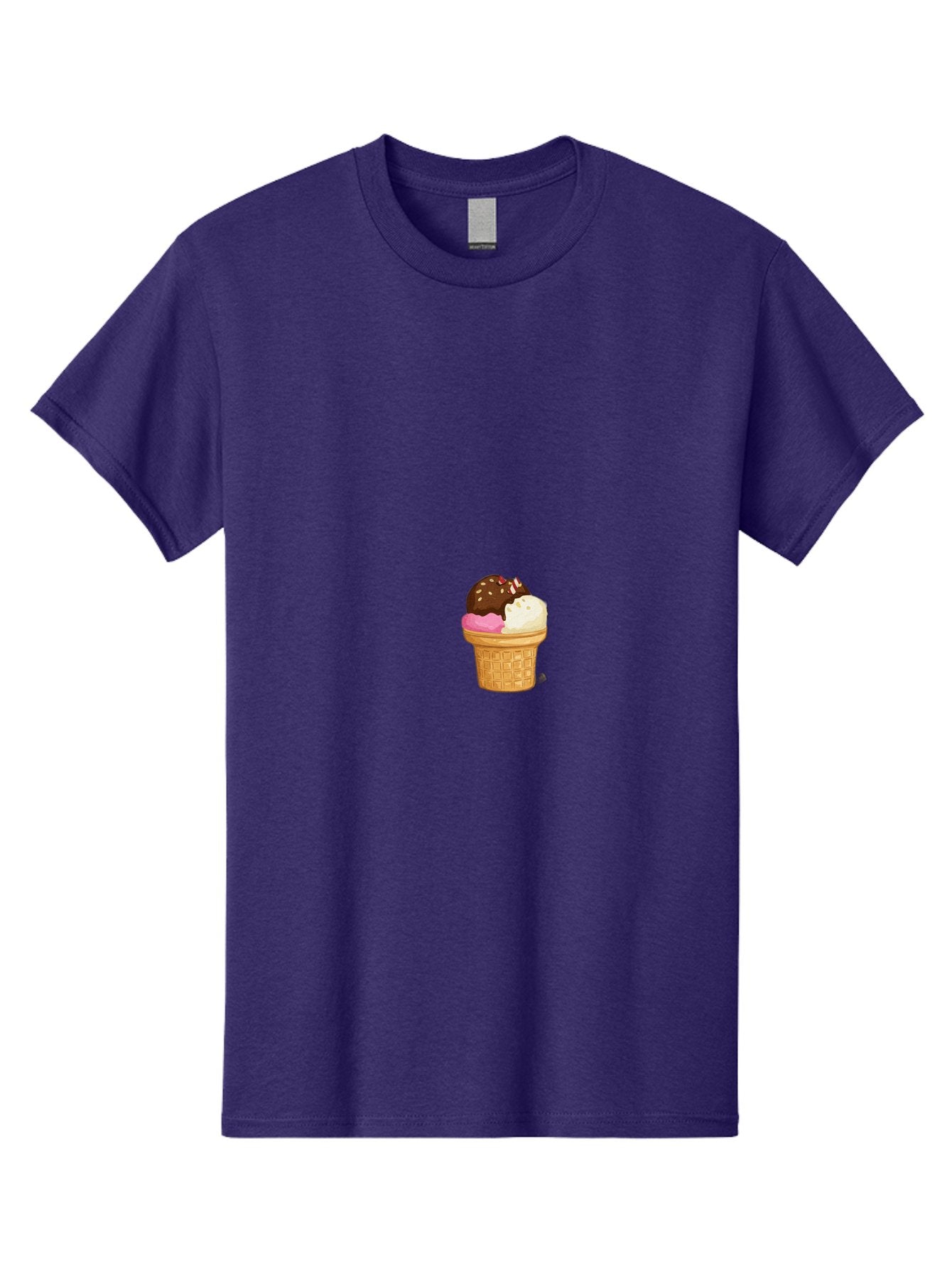 Three-Scoops-Ice-Cream Men'S Graphic Tee, 100% Cotton, Comfortable Casual Summer Wear, Machine Washable, Triple Scoop Ice Cream, Chocolate Ice Cream, Strawberry Ice Cream, Vanilla Ice Cream, Ice Cream Cone, Sweet Treats, Dessert, Bab535 13