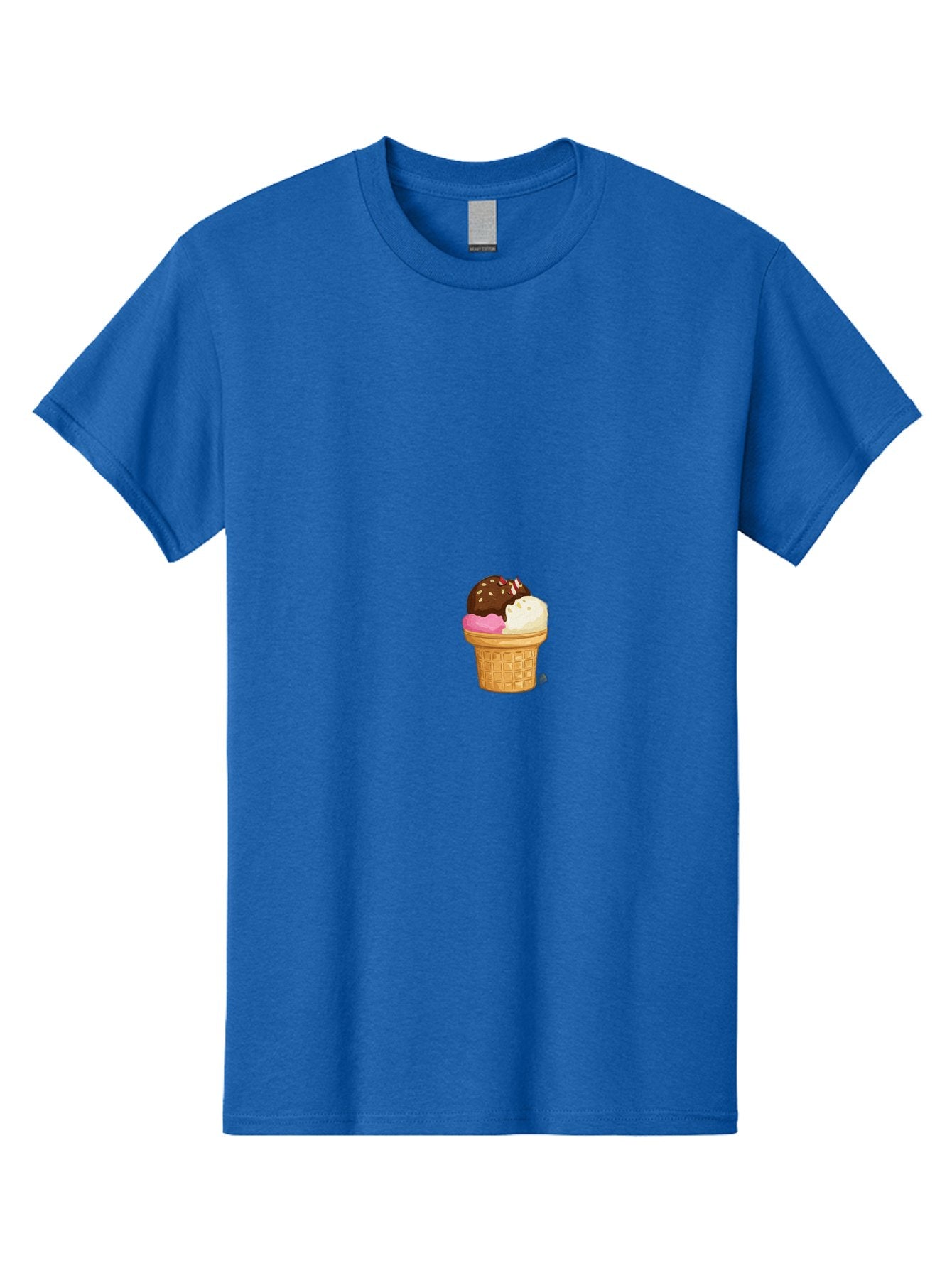 Three-Scoops-Ice-Cream Men'S Graphic Tee, 100% Cotton, Comfortable Casual Summer Wear, Machine Washable, Triple Scoop Ice Cream, Chocolate Ice Cream, Strawberry Ice Cream, Vanilla Ice Cream, Ice Cream Cone, Sweet Treats, Dessert, Bab535 8