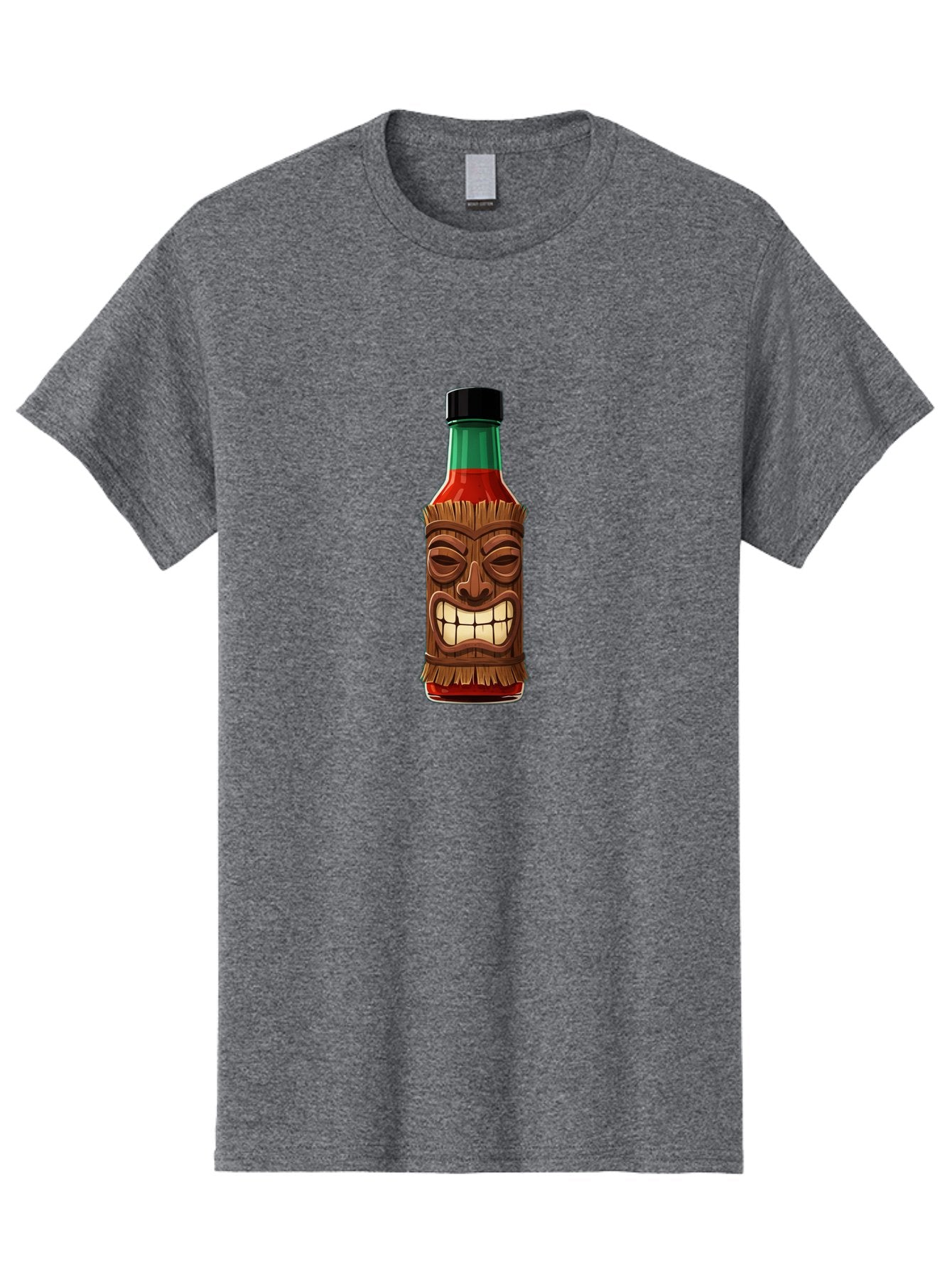 Tiki-Hot-Sauce Men'S Graphic Tee, 100% Cotton, Comfortable Casual Summer Wear, Machine Washable, Hot Sauce Bottle, Tiki Face, Wooden Mask, Cartoon Illustration, Spice Bottle, Condiment Packaging, Fiery Sauce, Humorous Design, Sauce Container Bab537 7