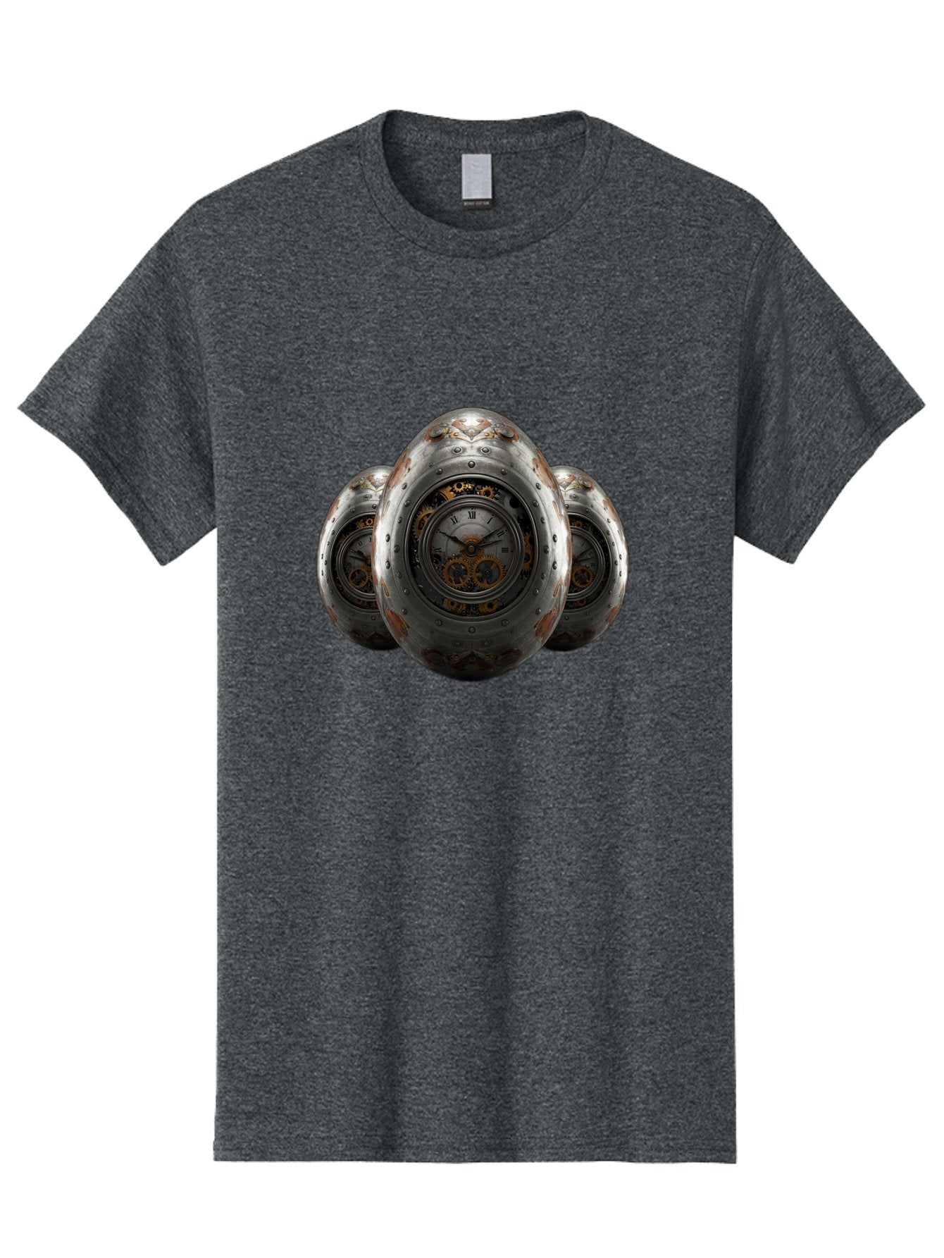 Time-Eggs Men'S Graphic Tee, 100% Cotton, Comfortable Casual Summer Wear, Machine Washable, Steampunk Eggs, Clockwork Eggs, Metal Eggs, Rusty Metal, Clock Face, Roman Numerals, Gear Mechanisms, Vintage Clockwork, Industrial Art, Bab538 14