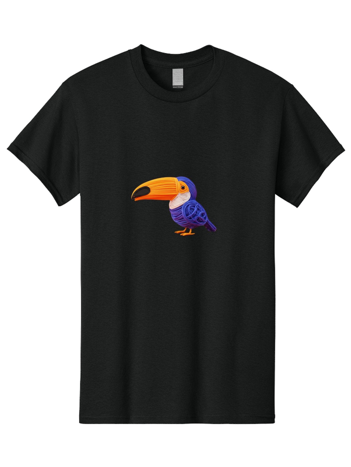 Toucan Men'S Graphic Tee, 100% Cotton, Comfortable Casual Summer Wear, Machine Washable, Toucan Bird, Colorful Illustration, Vibrant Plumage, Large Beak, Tropical Bird, Orange Beak, Blue Feathers, Yellow Feet, Digital Art, Creative Design Bab541