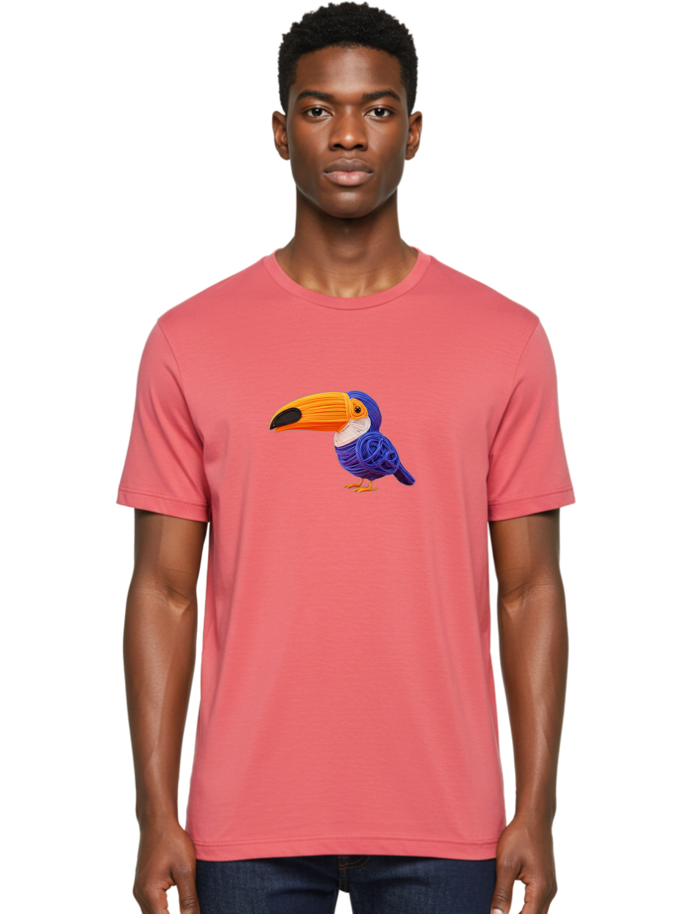 Toucan Men'S Graphic Tee, 100% Cotton, Comfortable Casual Summer Wear, Machine Washable, Toucan Bird, Colorful Illustration, Vibrant Plumage, Large Beak, Tropical Bird, Orange Beak, Blue Feathers, Yellow Feet, Digital Art, Creative Design Bab541 28