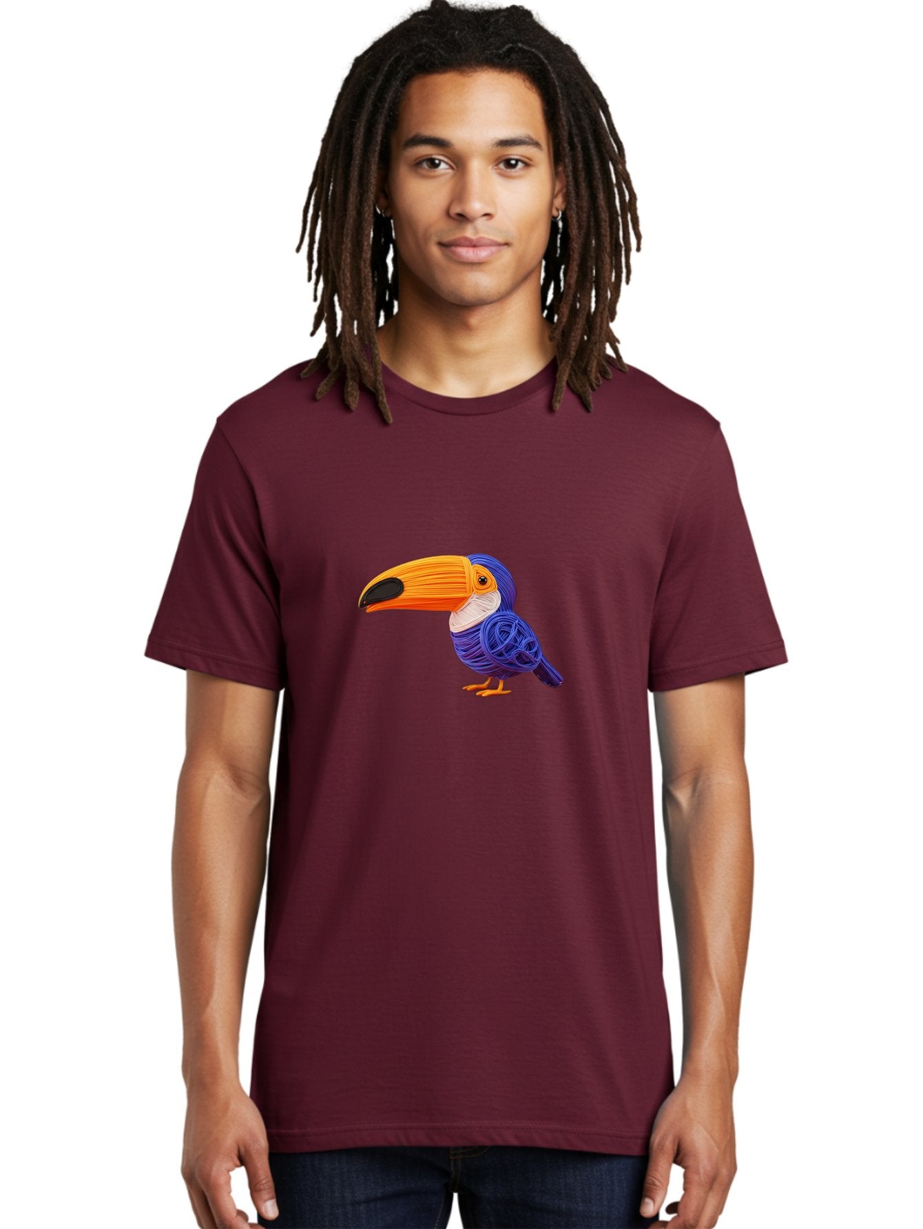Toucan Men'S Graphic Tee, 100% Cotton, Comfortable Casual Summer Wear, Machine Washable, Toucan Bird, Colorful Illustration, Vibrant Plumage, Large Beak, Tropical Bird, Orange Beak, Blue Feathers, Yellow Feet, Digital Art, Creative Design Bab541 17