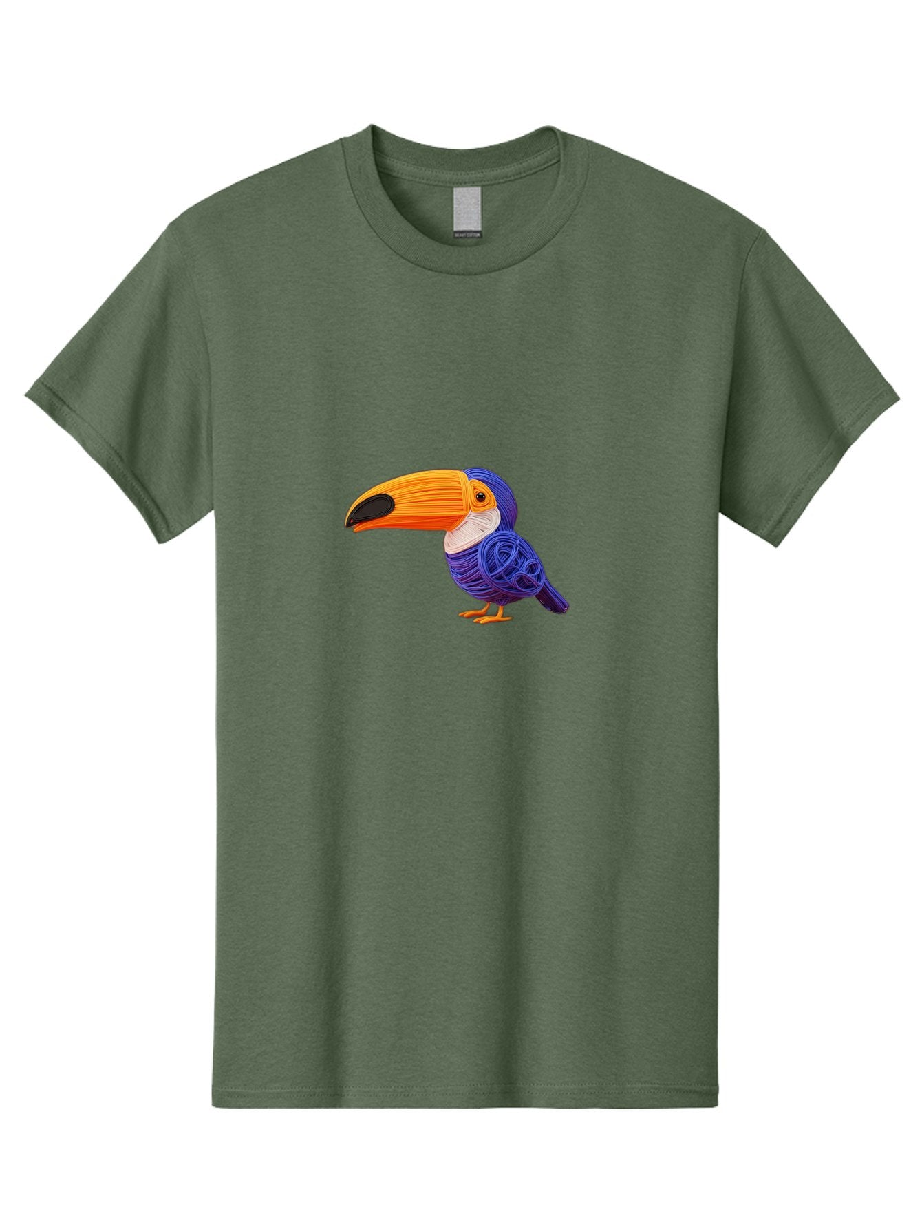 Toucan Men'S Graphic Tee, 100% Cotton, Comfortable Casual Summer Wear, Machine Washable, Toucan Bird, Colorful Illustration, Vibrant Plumage, Large Beak, Tropical Bird, Orange Beak, Blue Feathers, Yellow Feet, Digital Art, Creative Design Bab541 3