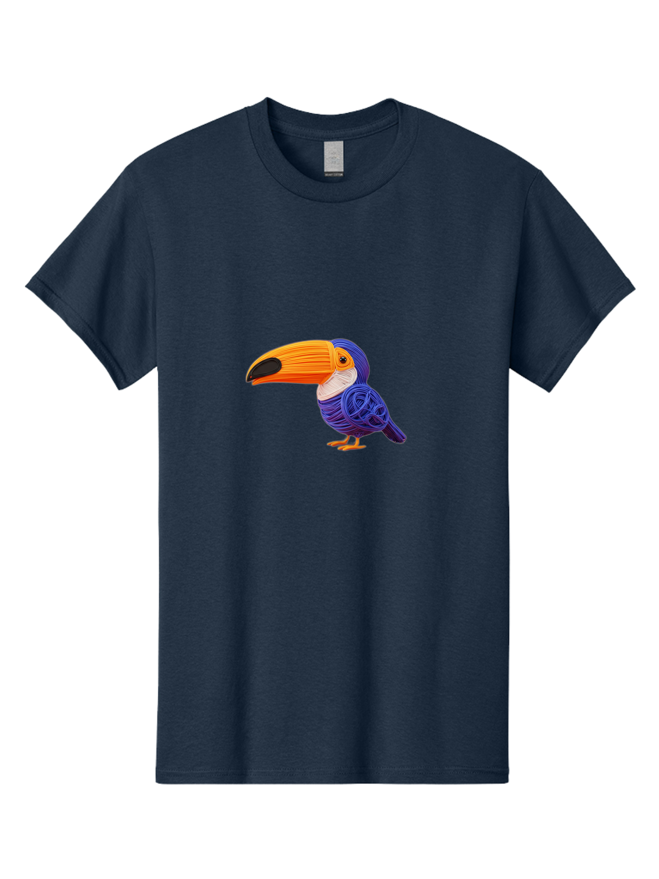 Toucan Men'S Graphic Tee, 100% Cotton, Comfortable Casual Summer Wear, Machine Washable, Toucan Bird, Colorful Illustration, Vibrant Plumage, Large Beak, Tropical Bird, Orange Beak, Blue Feathers, Yellow Feet, Digital Art, Creative Design Bab541