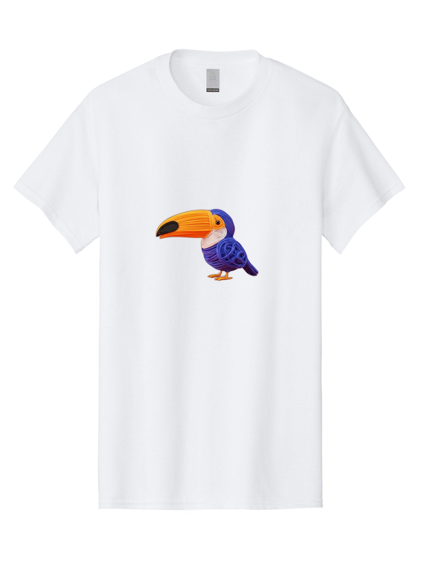 Toucan Men'S Graphic Tee, 100% Cotton, Comfortable Casual Summer Wear, Machine Washable, Toucan Bird, Colorful Illustration, Vibrant Plumage, Large Beak, Tropical Bird, Orange Beak, Blue Feathers, Yellow Feet, Digital Art, Creative Design Bab541 4