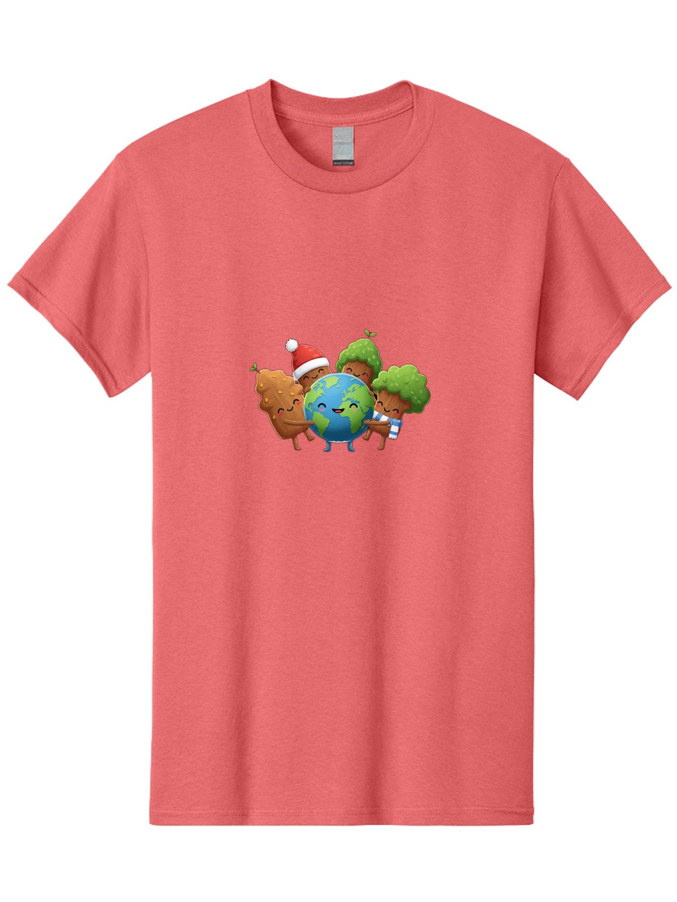 Tree-Characters-Hugging-Earth Men'S Graphic Tee, 100% Cotton, Comfortable Casual Summer Wear, Machine Washable, Cartoon Trees Hugging Earth, Environmental Conservation, Eco-Friendly, Sustainable Living, Protecting Planet, Tree Huggers, Bab544 14