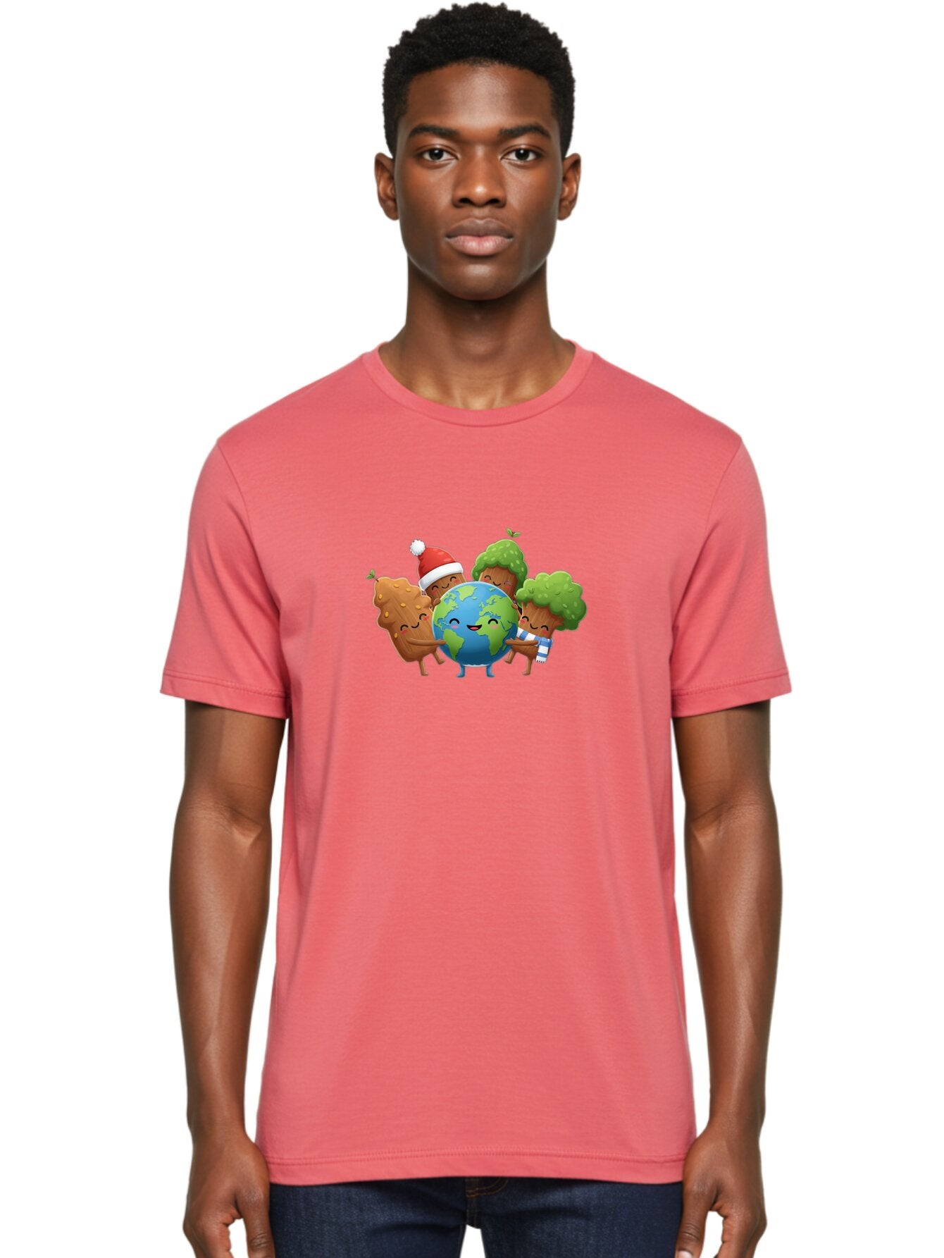 Tree-Characters-Hugging-Earth Men'S Graphic Tee, 100% Cotton, Comfortable Casual Summer Wear, Machine Washable, Cartoon Trees Hugging Earth, Environmental Conservation, Eco-Friendly, Sustainable Living, Protecting Planet, Tree Huggers, Bab544 29