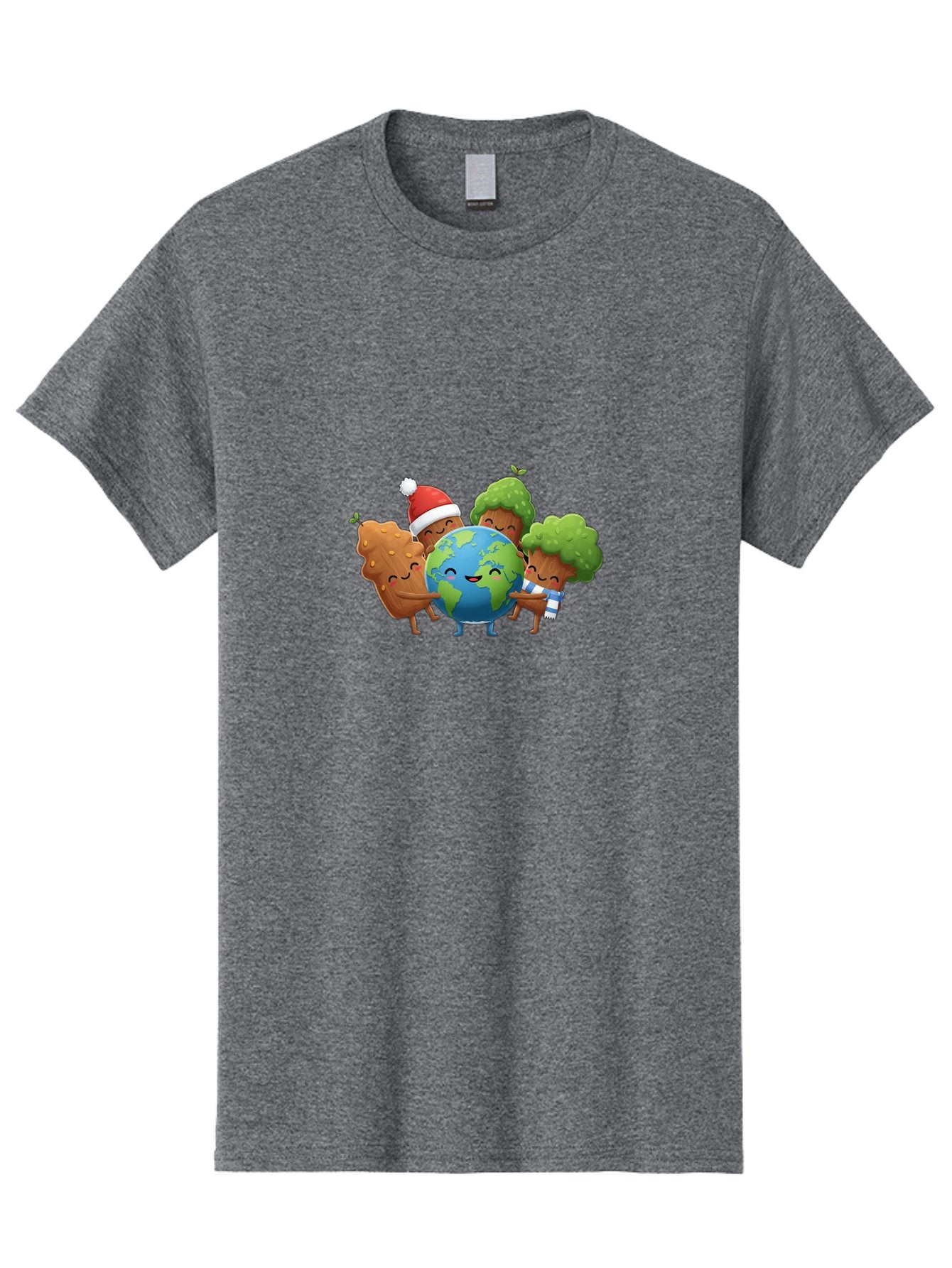 Tree-Characters-Hugging-Earth Men'S Graphic Tee, 100% Cotton, Comfortable Casual Summer Wear, Machine Washable, Cartoon Trees Hugging Earth, Environmental Conservation, Eco-Friendly, Sustainable Living, Protecting Planet, Tree Huggers, Bab544 13