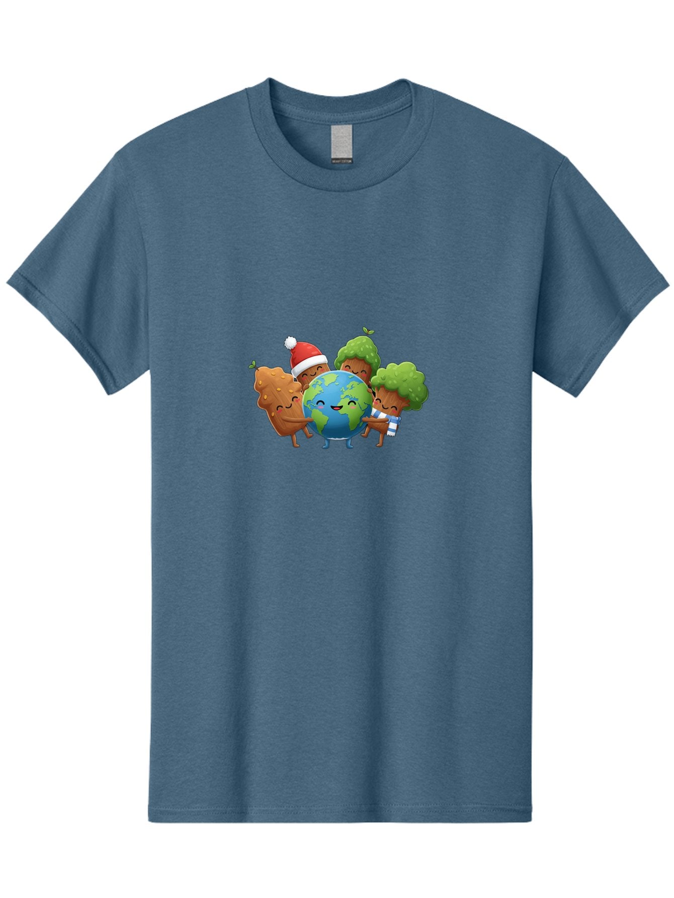 Tree-Characters-Hugging-Earth Men'S Graphic Tee, 100% Cotton, Comfortable Casual Summer Wear, Machine Washable, Cartoon Trees Hugging Earth, Environmental Conservation, Eco-Friendly, Sustainable Living, Protecting Planet, Tree Huggers, Bab544 3