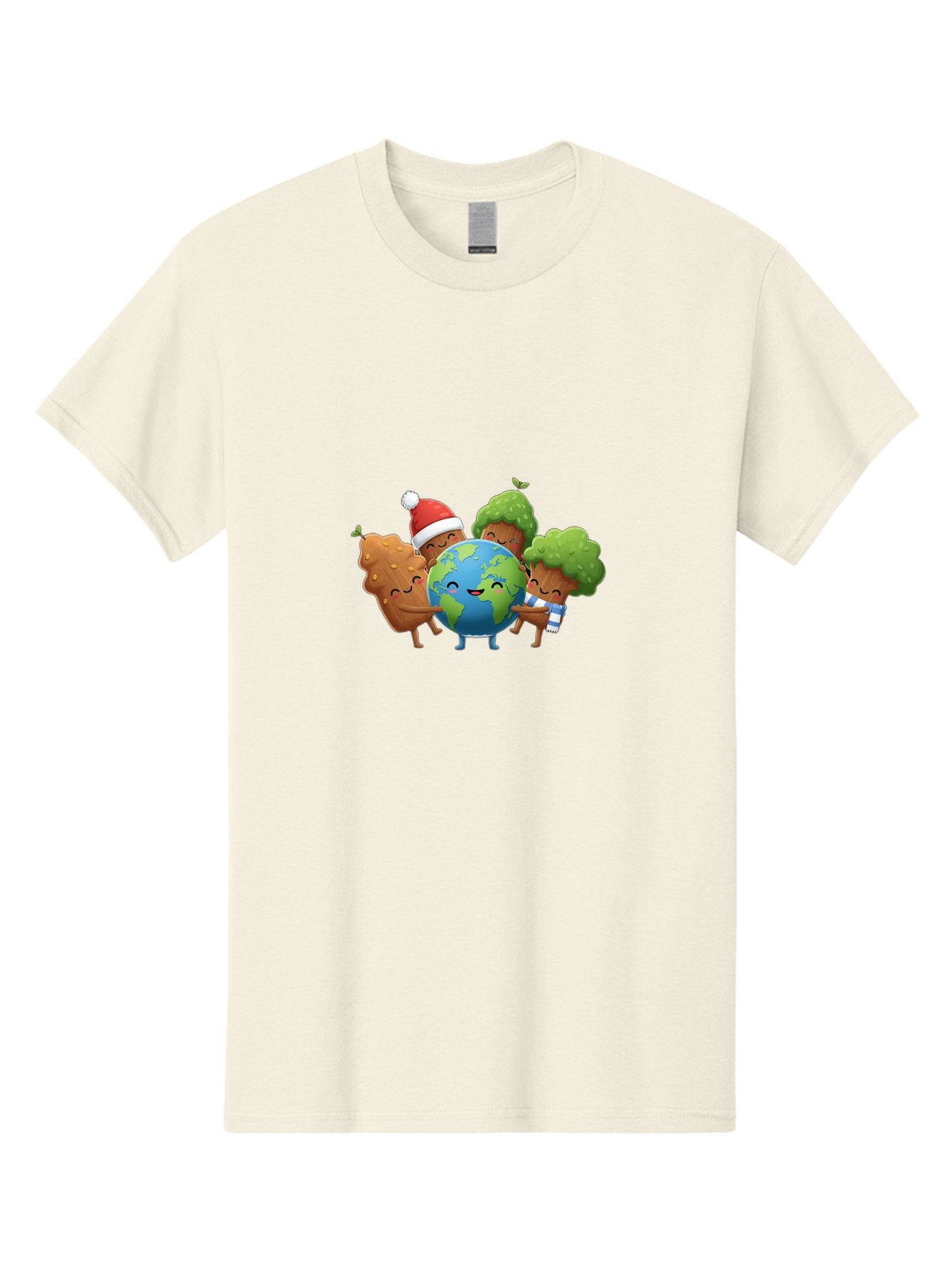 Tree-Characters-Hugging-Earth Men'S Graphic Tee, 100% Cotton, Comfortable Casual Summer Wear, Machine Washable, Cartoon Trees Hugging Earth, Environmental Conservation, Eco-Friendly, Sustainable Living, Protecting Planet, Tree Huggers, Bab544 6