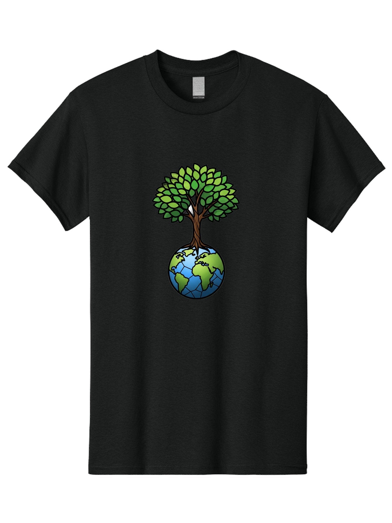 Tree-Growing-On-Globe Men'S Graphic Tee, 100% Cotton, Comfortable Casual Summer Wear, Machine Washable, Tree Growing From The Earth, Eco-Friendly Symbol, Environmental Conservation, Sustainable Living, Global Unity, Nature Preservation, Bab545 4