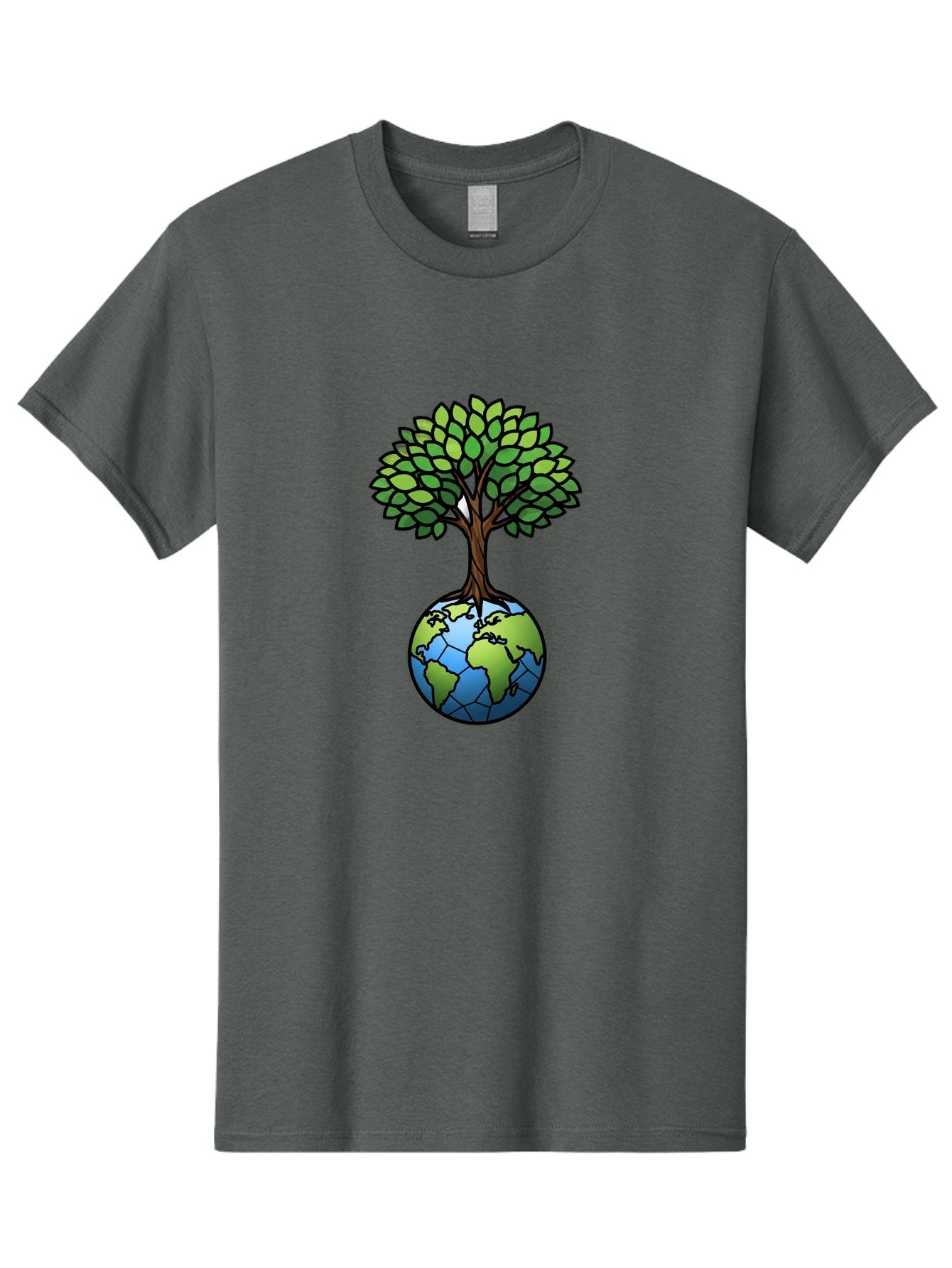 Tree-Growing-On-Globe Men'S Graphic Tee, 100% Cotton, Comfortable Casual Summer Wear, Machine Washable, Tree Growing From The Earth, Eco-Friendly Symbol, Environmental Conservation, Sustainable Living, Global Unity, Nature Preservation, Bab545 13