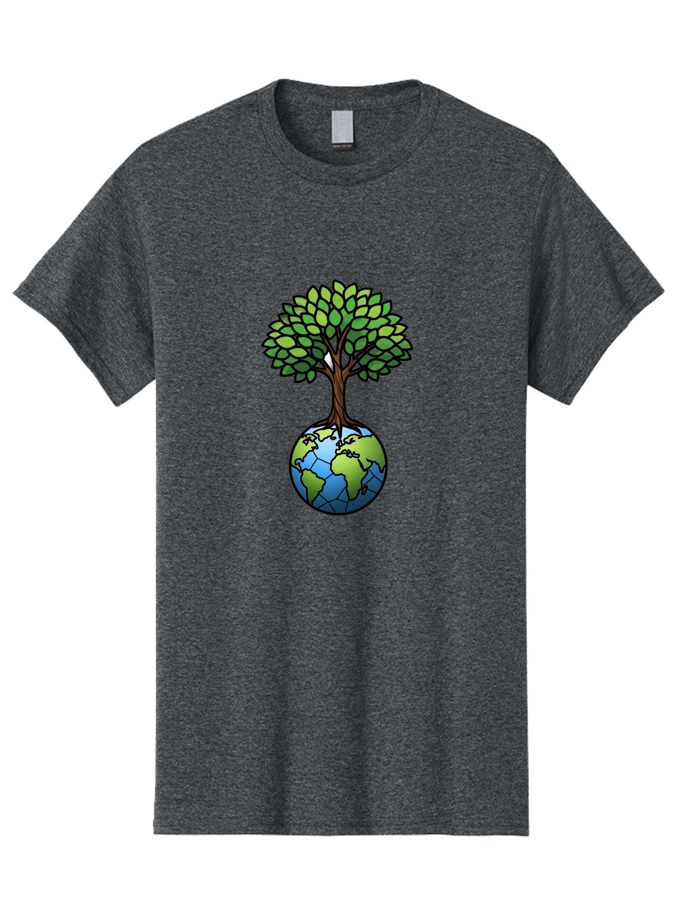 Tree-Growing-On-Globe Men'S Graphic Tee, 100% Cotton, Comfortable Casual Summer Wear, Machine Washable, Tree Growing From The Earth, Eco-Friendly Symbol, Environmental Conservation, Sustainable Living, Global Unity, Nature Preservation, Bab545 8