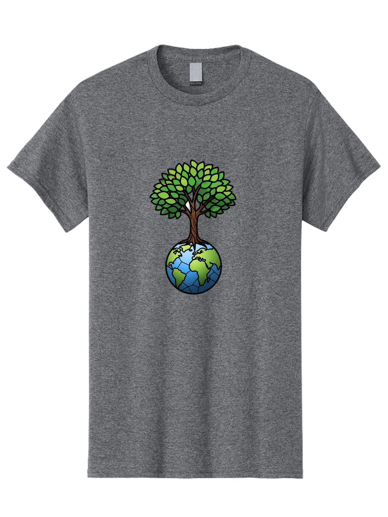 Tree-Growing-On-Globe Men'S Graphic Tee, 100% Cotton, Comfortable Casual Summer Wear, Machine Washable, Tree Growing From The Earth, Eco-Friendly Symbol, Environmental Conservation, Sustainable Living, Global Unity, Nature Preservation, Bab545 10
