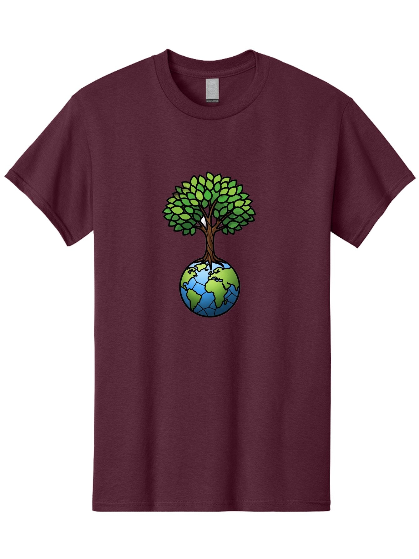 Tree-Growing-On-Globe Men'S Graphic Tee, 100% Cotton, Comfortable Casual Summer Wear, Machine Washable, Tree Growing From The Earth, Eco-Friendly Symbol, Environmental Conservation, Sustainable Living, Global Unity, Nature Preservation, Bab545 7