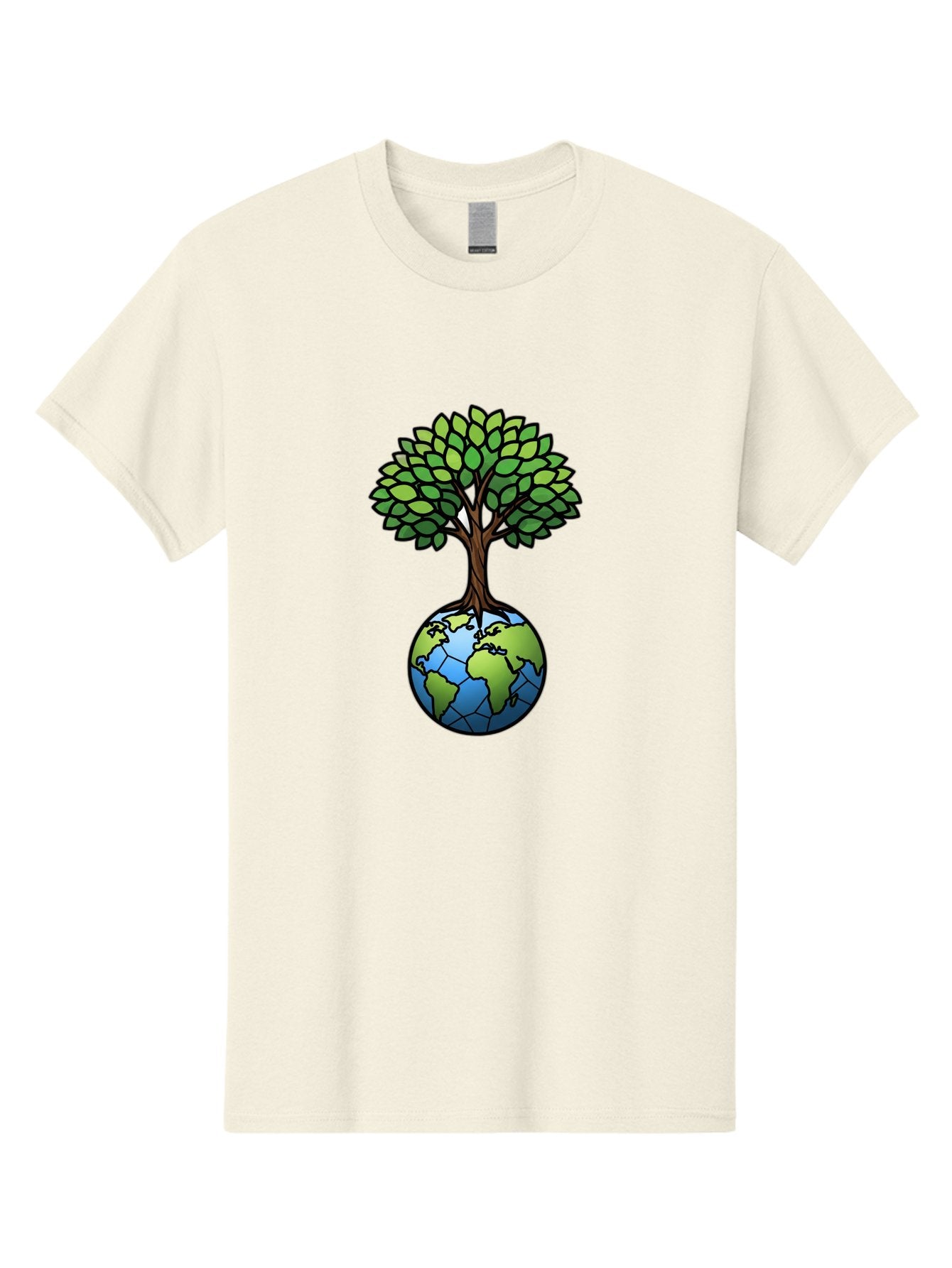 Tree-Growing-On-Globe Men'S Graphic Tee, 100% Cotton, Comfortable Casual Summer Wear, Machine Washable, Tree Growing From The Earth, Eco-Friendly Symbol, Environmental Conservation, Sustainable Living, Global Unity, Nature Preservation, Bab545 6