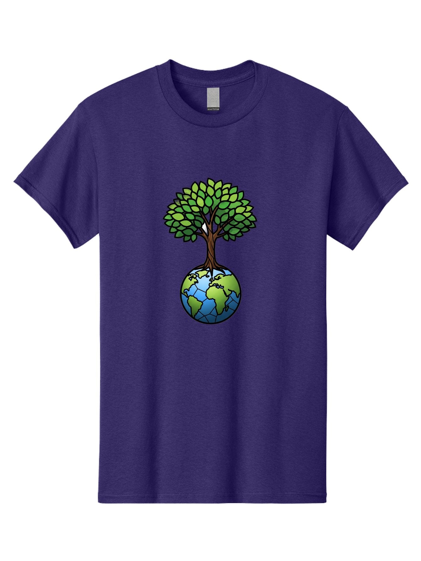 Tree-Growing-On-Globe Men'S Graphic Tee, 100% Cotton, Comfortable Casual Summer Wear, Machine Washable, Tree Growing From The Earth, Eco-Friendly Symbol, Environmental Conservation, Sustainable Living, Global Unity, Nature Preservation, Bab545 14