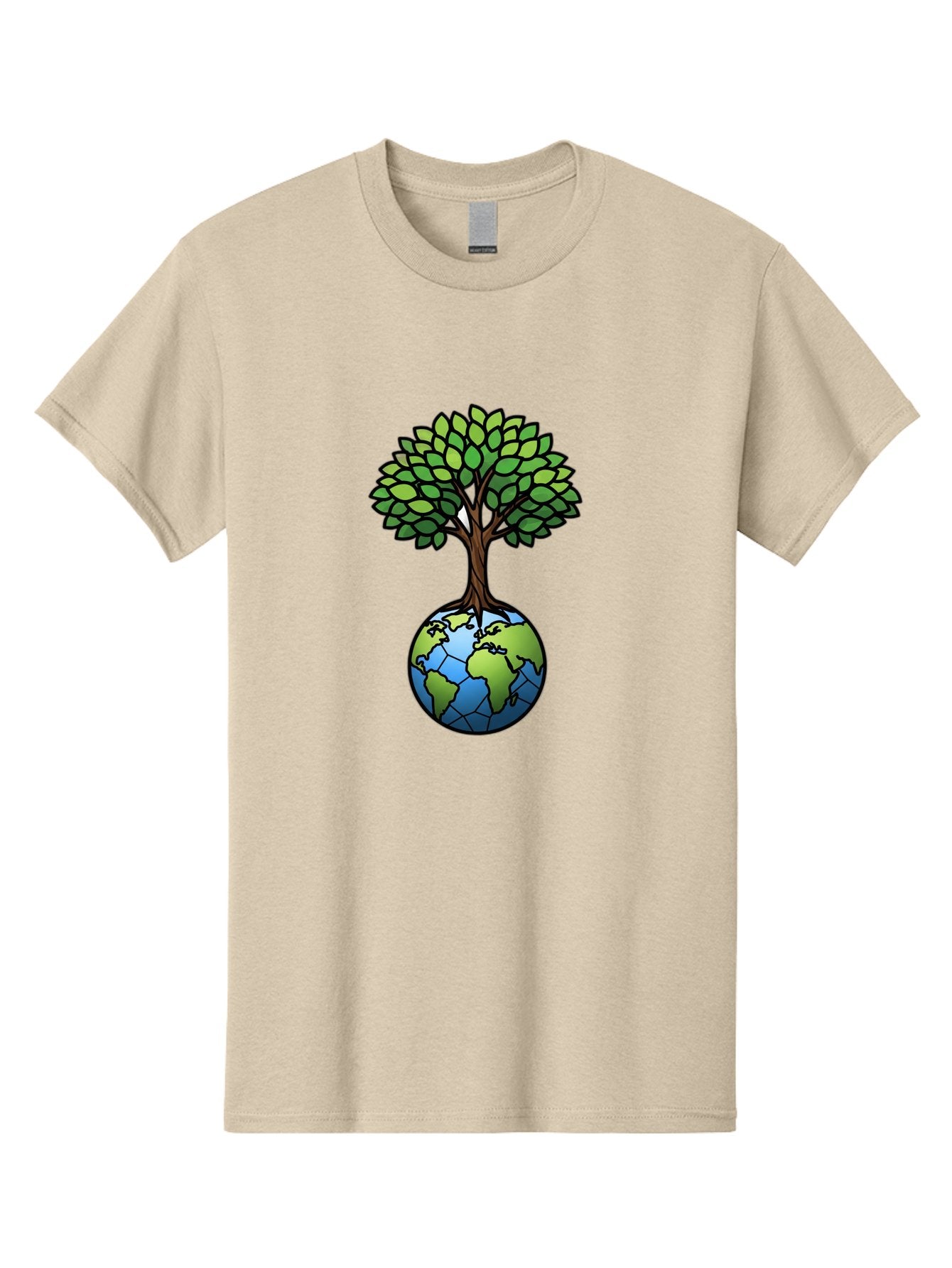 Tree-Growing-On-Globe Men'S Graphic Tee, 100% Cotton, Comfortable Casual Summer Wear, Machine Washable, Tree Growing From The Earth, Eco-Friendly Symbol, Environmental Conservation, Sustainable Living, Global Unity, Nature Preservation, Bab545 9