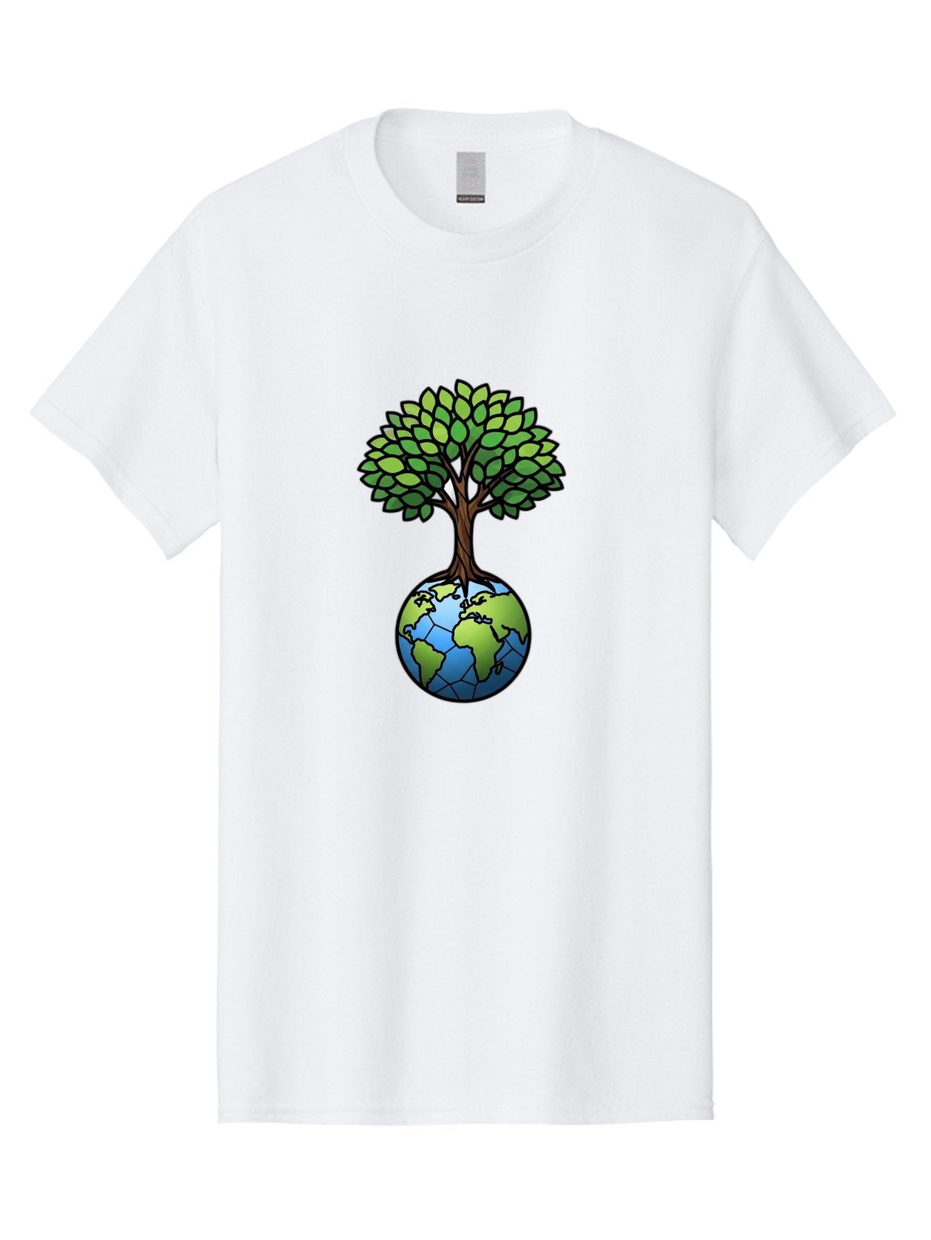 Tree-Growing-On-Globe Men'S Graphic Tee, 100% Cotton, Comfortable Casual Summer Wear, Machine Washable, Tree Growing From The Earth, Eco-Friendly Symbol, Environmental Conservation, Sustainable Living, Global Unity, Nature Preservation, Bab545 5