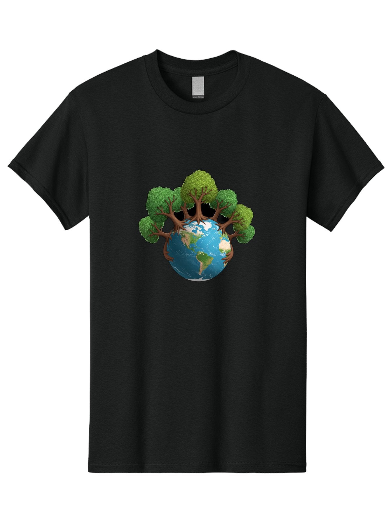 Tree-Hugging-Earth Men'S Graphic Tee, 100% Cotton, Comfortable Casual Summer Wear, Machine Washable, Earth With Trees, Global Conservation, Environmental Protection, Eco Friendly, Nature Preservation, Sustainable Living, Green Initiatives, Bab546 5