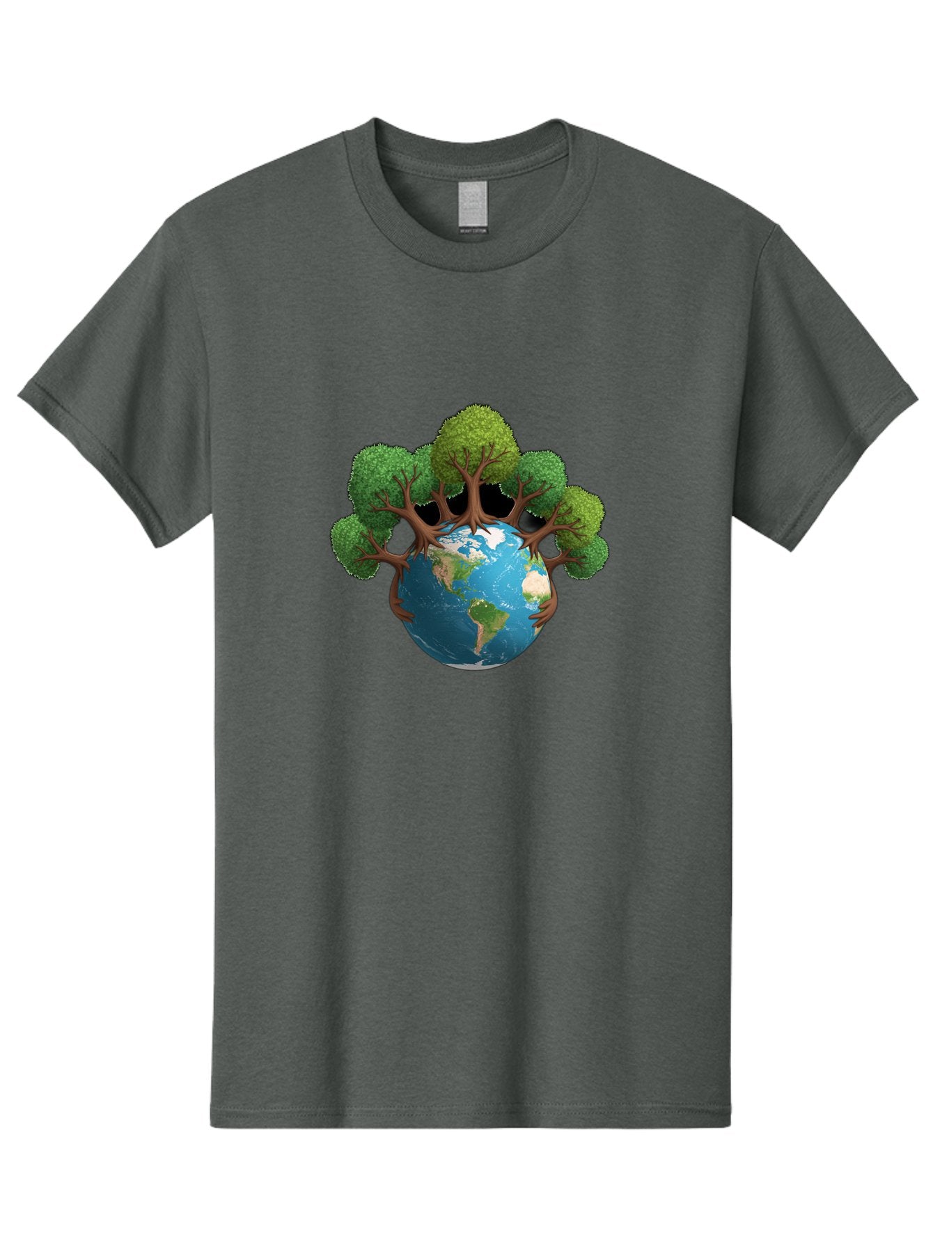 Tree-Hugging-Earth Men'S Graphic Tee, 100% Cotton, Comfortable Casual Summer Wear, Machine Washable, Earth With Trees, Global Conservation, Environmental Protection, Eco Friendly, Nature Preservation, Sustainable Living, Green Initiatives, Bab546 6