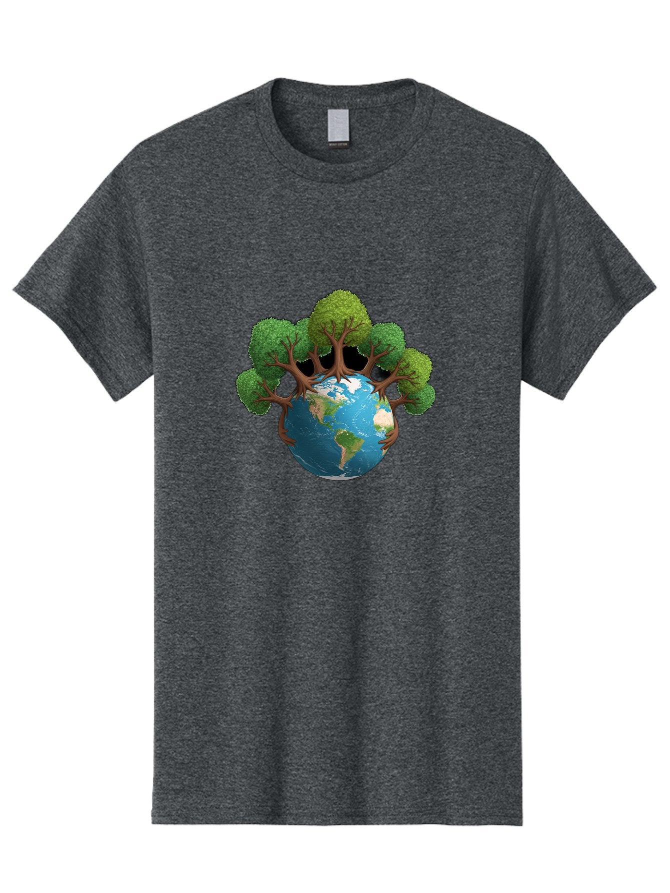Tree-Hugging-Earth Men'S Graphic Tee, 100% Cotton, Comfortable Casual Summer Wear, Machine Washable, Earth With Trees, Global Conservation, Environmental Protection, Eco Friendly, Nature Preservation, Sustainable Living, Green Initiatives, Bab546 11