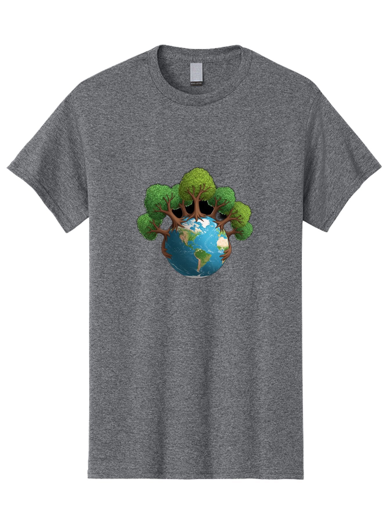 Tree-Hugging-Earth Men'S Graphic Tee, 100% Cotton, Comfortable Casual Summer Wear, Machine Washable, Earth With Trees, Global Conservation, Environmental Protection, Eco Friendly, Nature Preservation, Sustainable Living, Green Initiatives, Bab546 7