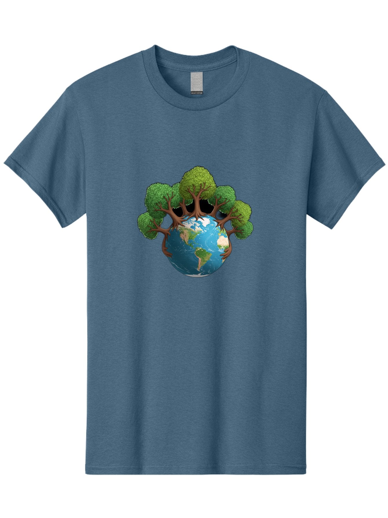 Tree-Hugging-Earth Men'S Graphic Tee, 100% Cotton, Comfortable Casual Summer Wear, Machine Washable, Earth With Trees, Global Conservation, Environmental Protection, Eco Friendly, Nature Preservation, Sustainable Living, Green Initiatives, Bab546 3