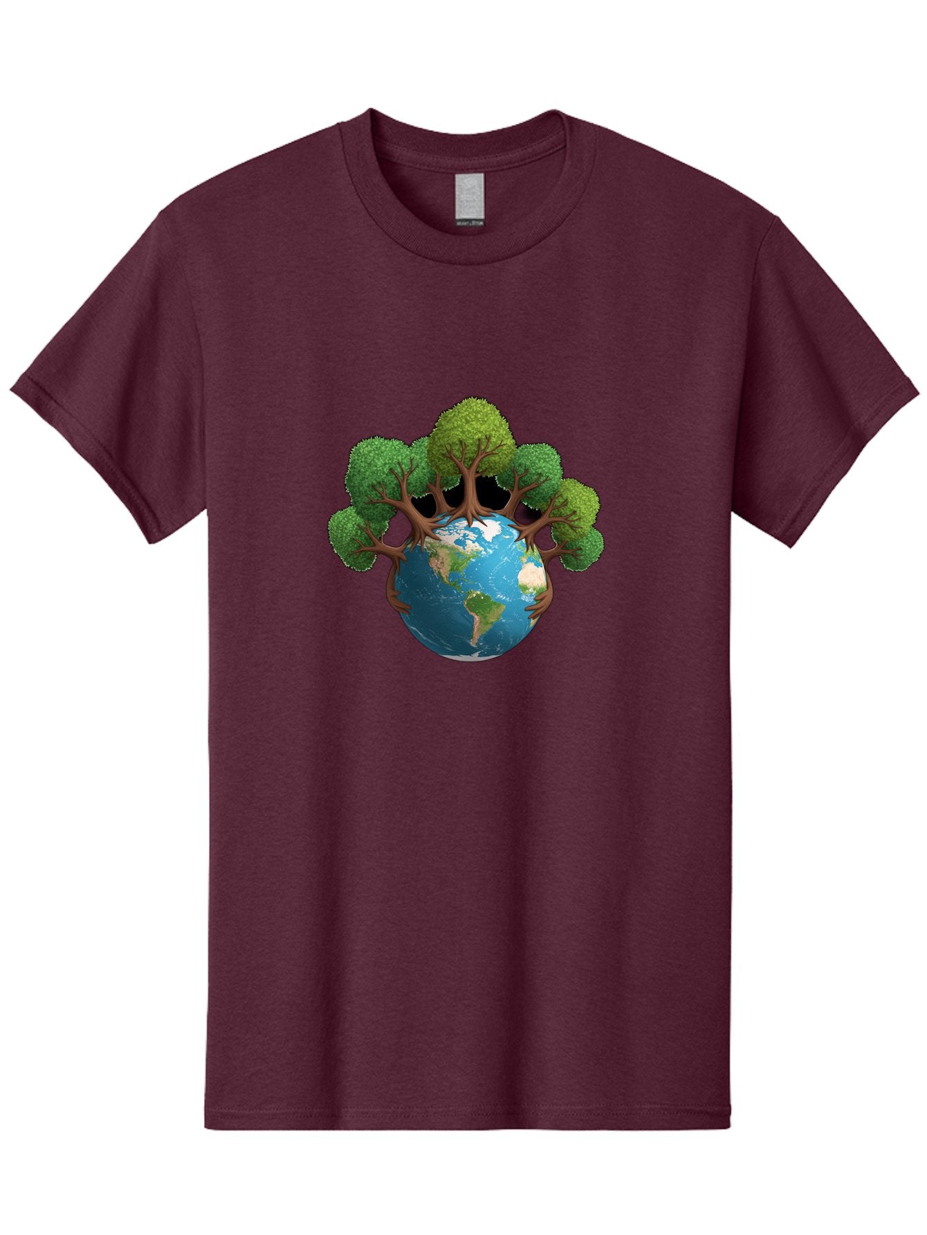 Tree-Hugging-Earth Men'S Graphic Tee, 100% Cotton, Comfortable Casual Summer Wear, Machine Washable, Earth With Trees, Global Conservation, Environmental Protection, Eco Friendly, Nature Preservation, Sustainable Living, Green Initiatives, Bab546 14