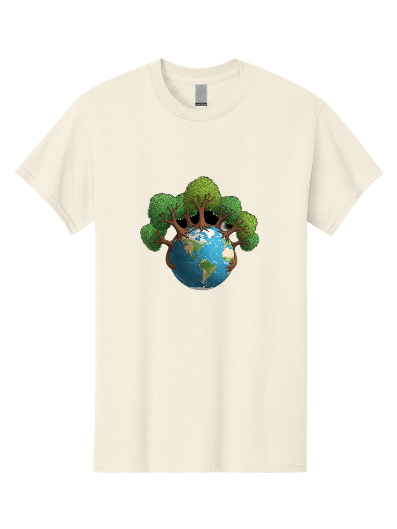 Tree-Hugging-Earth Men'S Graphic Tee, 100% Cotton, Comfortable Casual Summer Wear, Machine Washable, Earth With Trees, Global Conservation, Environmental Protection, Eco Friendly, Nature Preservation, Sustainable Living, Green Initiatives, Bab546 9