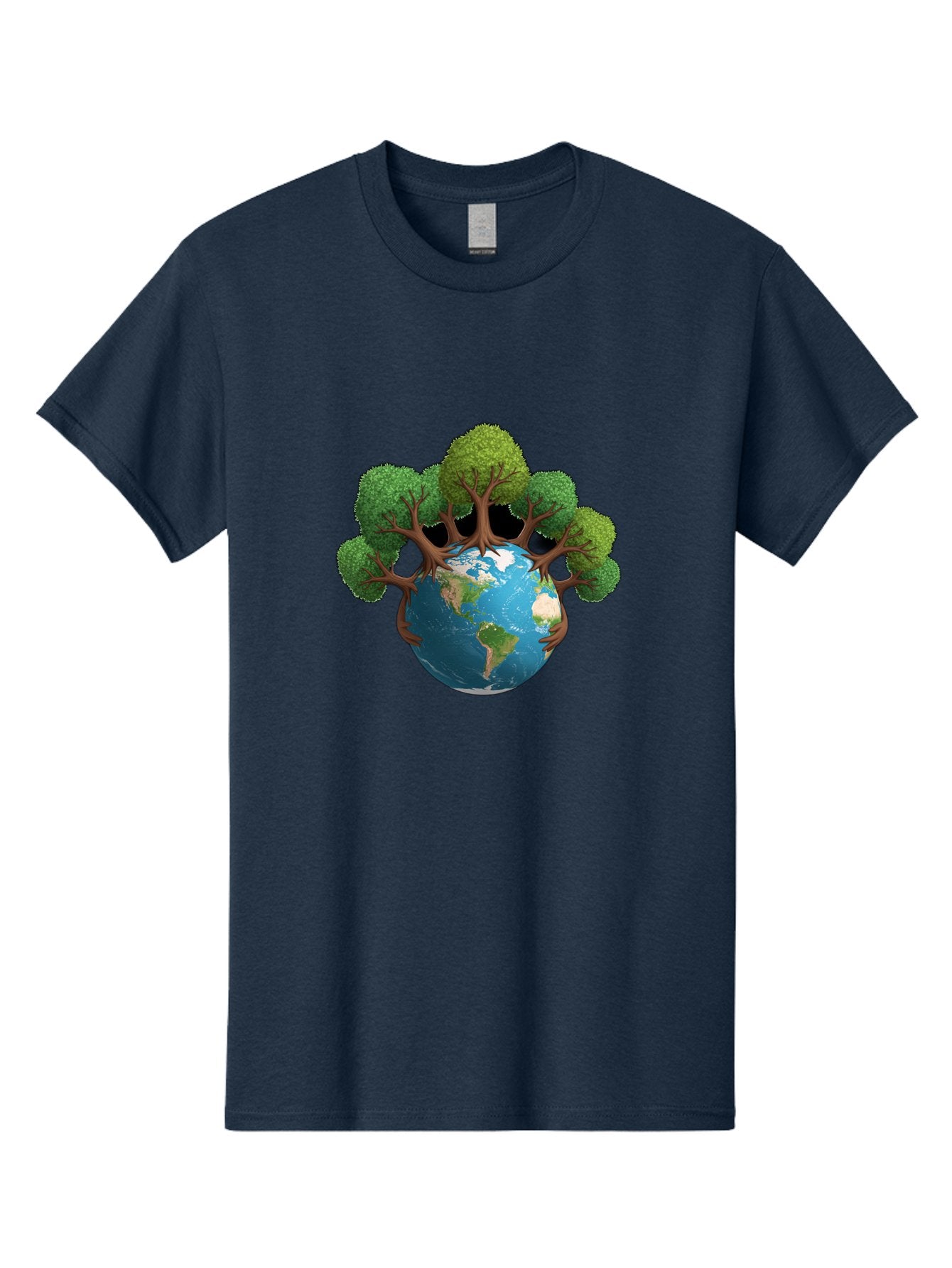 Tree-Hugging-Earth Men'S Graphic Tee, 100% Cotton, Comfortable Casual Summer Wear, Machine Washable, Earth With Trees, Global Conservation, Environmental Protection, Eco Friendly, Nature Preservation, Sustainable Living, Green Initiatives, Bab546 10