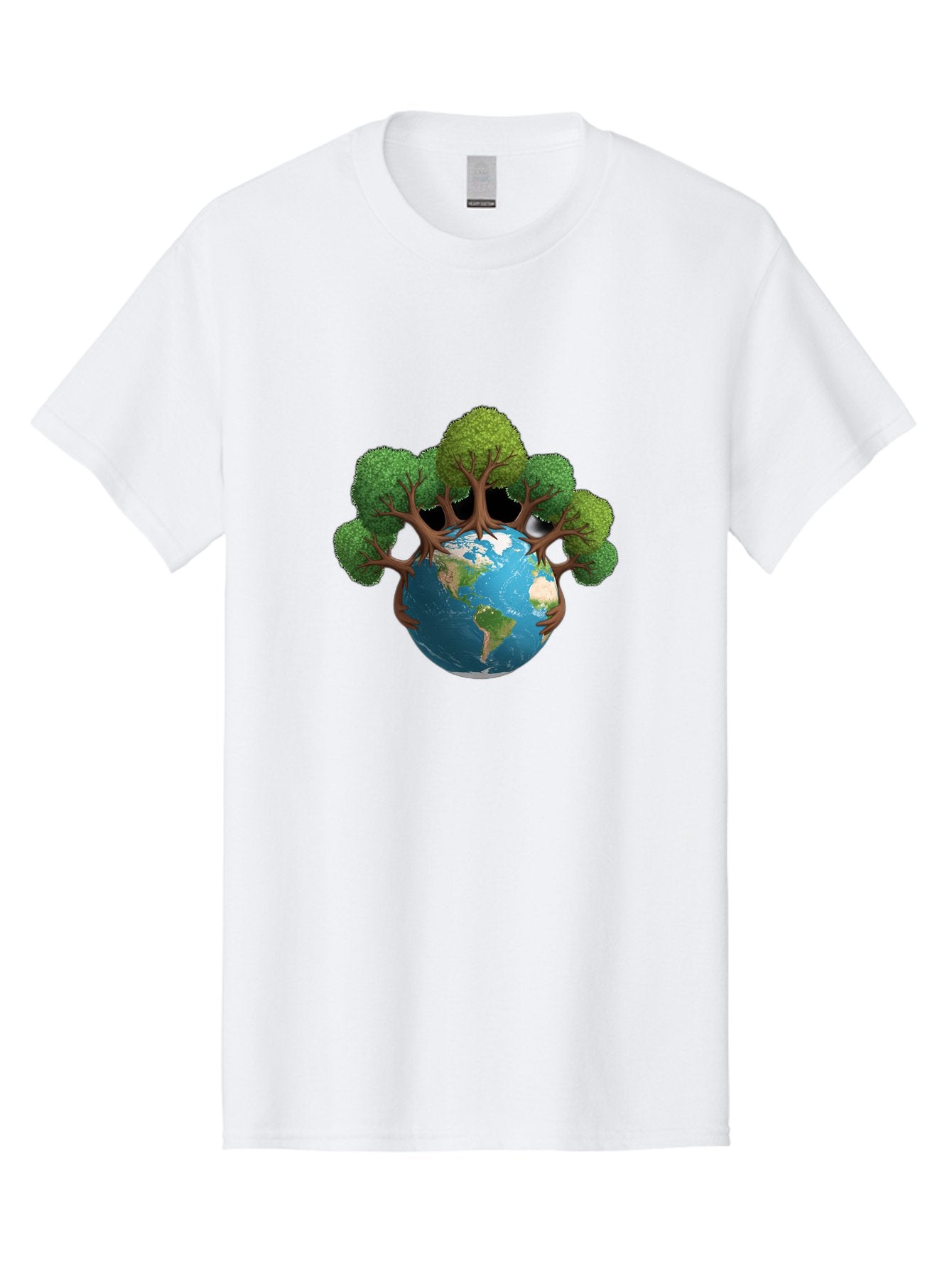 Tree-Hugging-Earth Men'S Graphic Tee, 100% Cotton, Comfortable Casual Summer Wear, Machine Washable, Earth With Trees, Global Conservation, Environmental Protection, Eco Friendly, Nature Preservation, Sustainable Living, Green Initiatives, Bab546 8