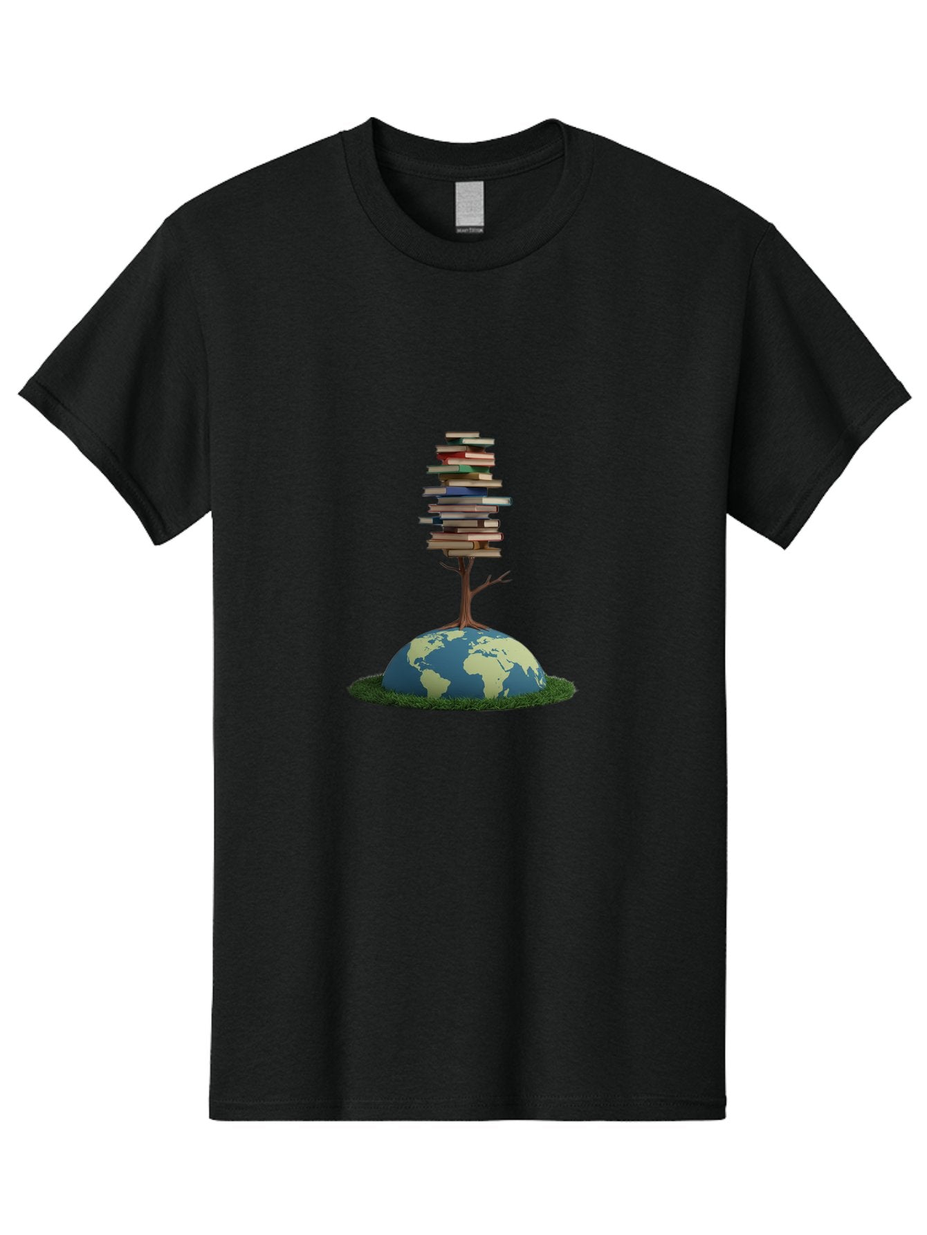 Tree-Of-Knowledge Men'S Graphic Tee, 100% Cotton, Comfortable Casual Summer Wear, Machine Washable, Globe With Tree, Stacked Books, Global Knowledge, Education Worldwide, Literary Diversity, World Unity, Intellectual Growth, Tree Of Knowledge Bab547 11