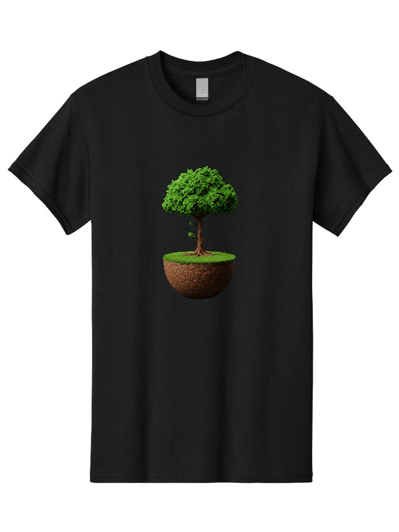 Tree-On-Soil Men'S Graphic Tee, 100% Cotton, Comfortable Casual Summer Wear, Machine Washable, Tree On A Mound Of Soil, Cracked Earth, Lush Foliage, Earthy Tones, 3D Rendering, Digital Art, Environmental Theme, Natural Scenery, Bab549 5