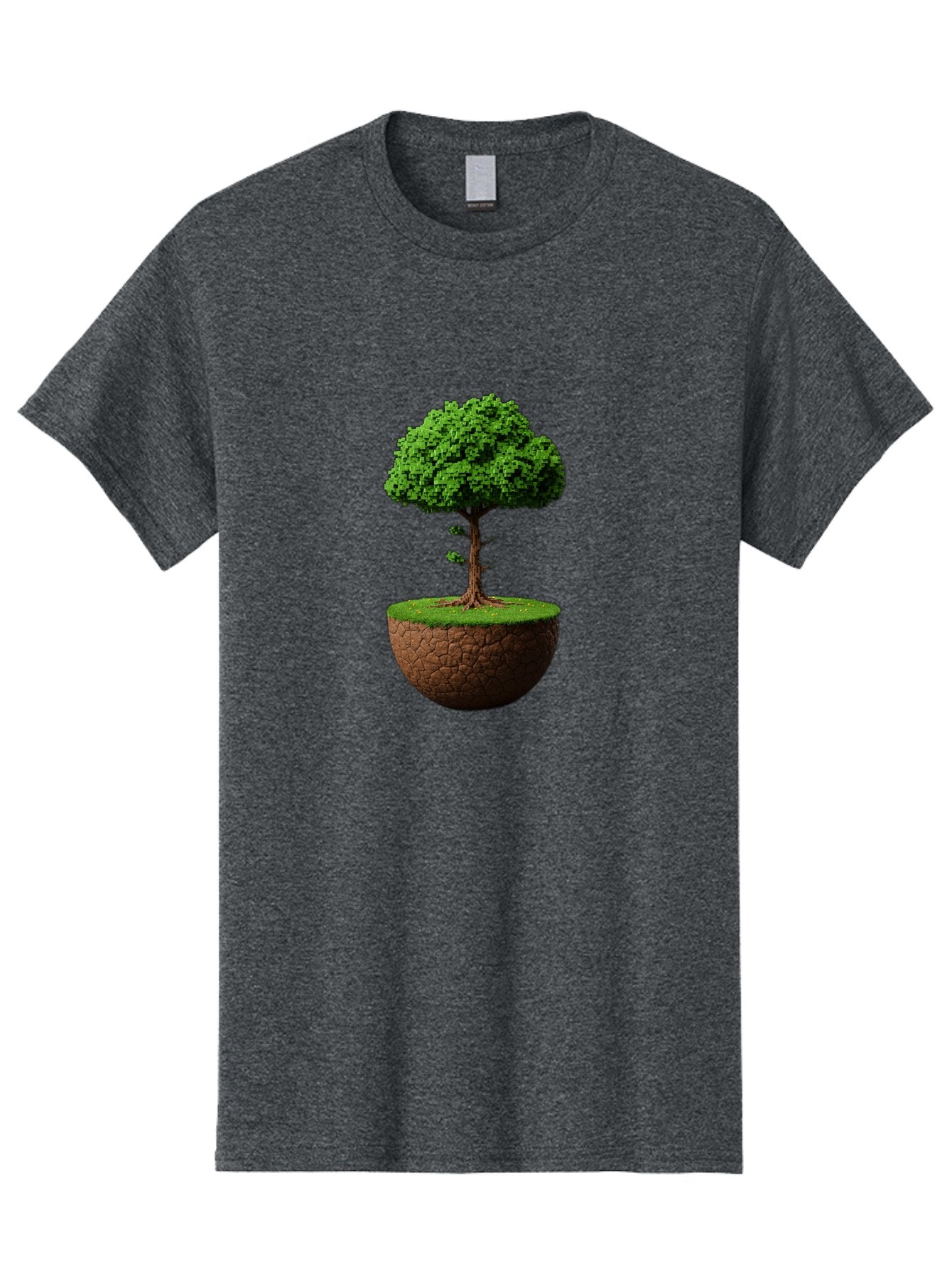 Tree-On-Soil Men'S Graphic Tee, 100% Cotton, Comfortable Casual Summer Wear, Machine Washable, Tree On A Mound Of Soil, Cracked Earth, Lush Foliage, Earthy Tones, 3D Rendering, Digital Art, Environmental Theme, Natural Scenery, Bab549 8