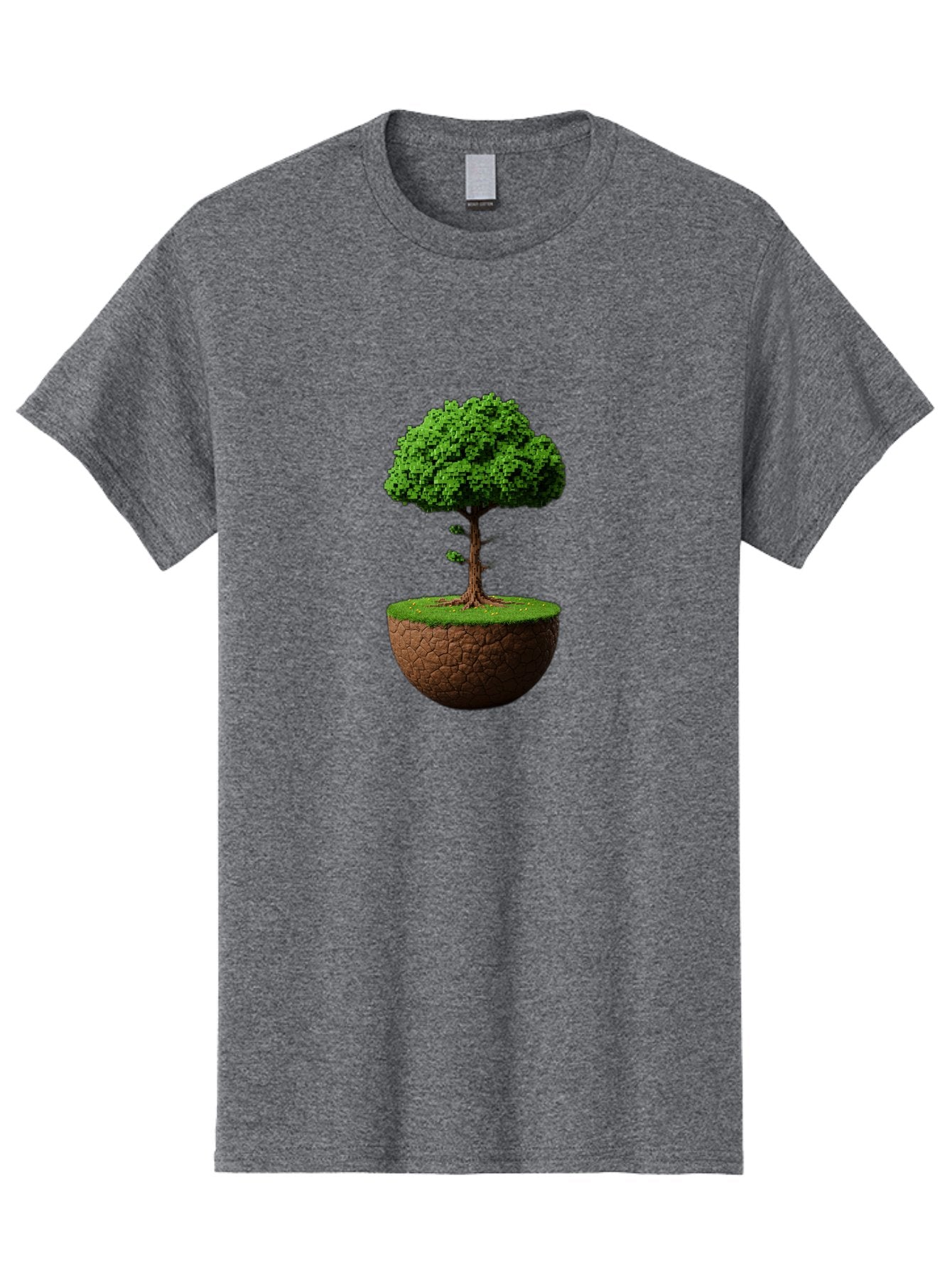 Tree-On-Soil Men'S Graphic Tee, 100% Cotton, Comfortable Casual Summer Wear, Machine Washable, Tree On A Mound Of Soil, Cracked Earth, Lush Foliage, Earthy Tones, 3D Rendering, Digital Art, Environmental Theme, Natural Scenery, Bab549 12