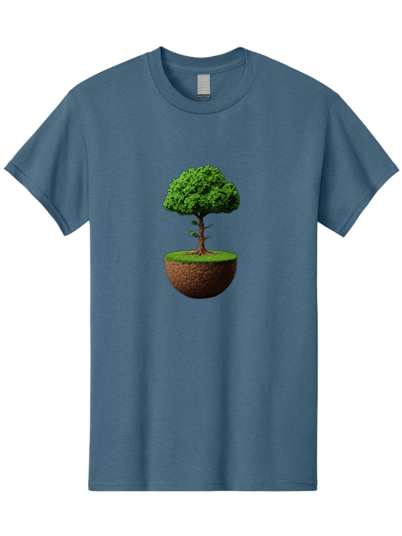 Tree-On-Soil Men'S Graphic Tee, 100% Cotton, Comfortable Casual Summer Wear, Machine Washable, Tree On A Mound Of Soil, Cracked Earth, Lush Foliage, Earthy Tones, 3D Rendering, Digital Art, Environmental Theme, Natural Scenery, Bab549 9