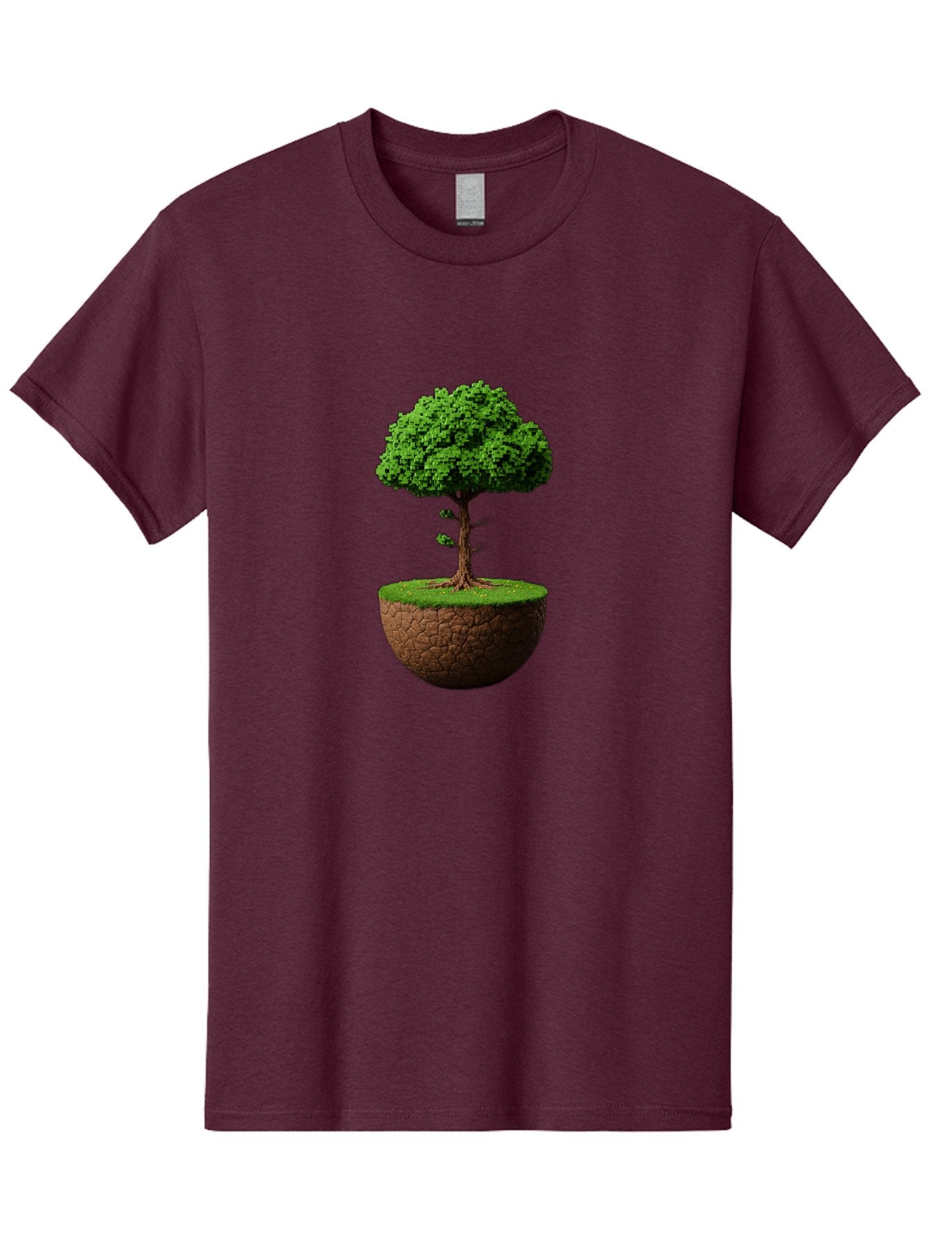 Tree-On-Soil Men'S Graphic Tee, 100% Cotton, Comfortable Casual Summer Wear, Machine Washable, Tree On A Mound Of Soil, Cracked Earth, Lush Foliage, Earthy Tones, 3D Rendering, Digital Art, Environmental Theme, Natural Scenery, Bab549 11