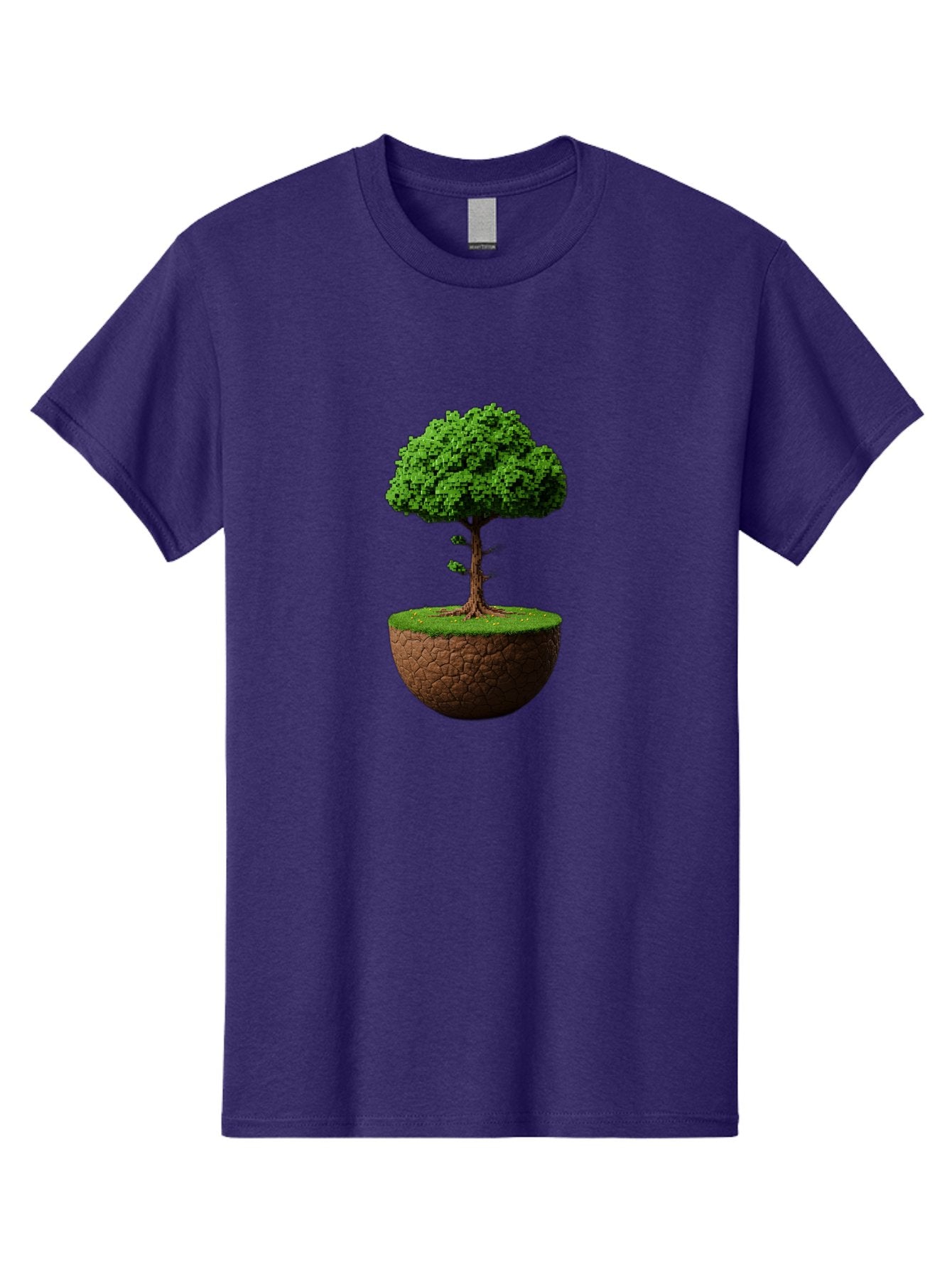 Tree-On-Soil Men'S Graphic Tee, 100% Cotton, Comfortable Casual Summer Wear, Machine Washable, Tree On A Mound Of Soil, Cracked Earth, Lush Foliage, Earthy Tones, 3D Rendering, Digital Art, Environmental Theme, Natural Scenery, Bab549 13