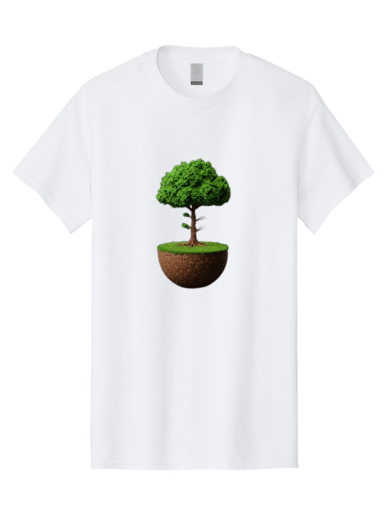 Tree-On-Soil Men'S Graphic Tee, 100% Cotton, Comfortable Casual Summer Wear, Machine Washable, Tree On A Mound Of Soil, Cracked Earth, Lush Foliage, Earthy Tones, 3D Rendering, Digital Art, Environmental Theme, Natural Scenery, Bab549 15