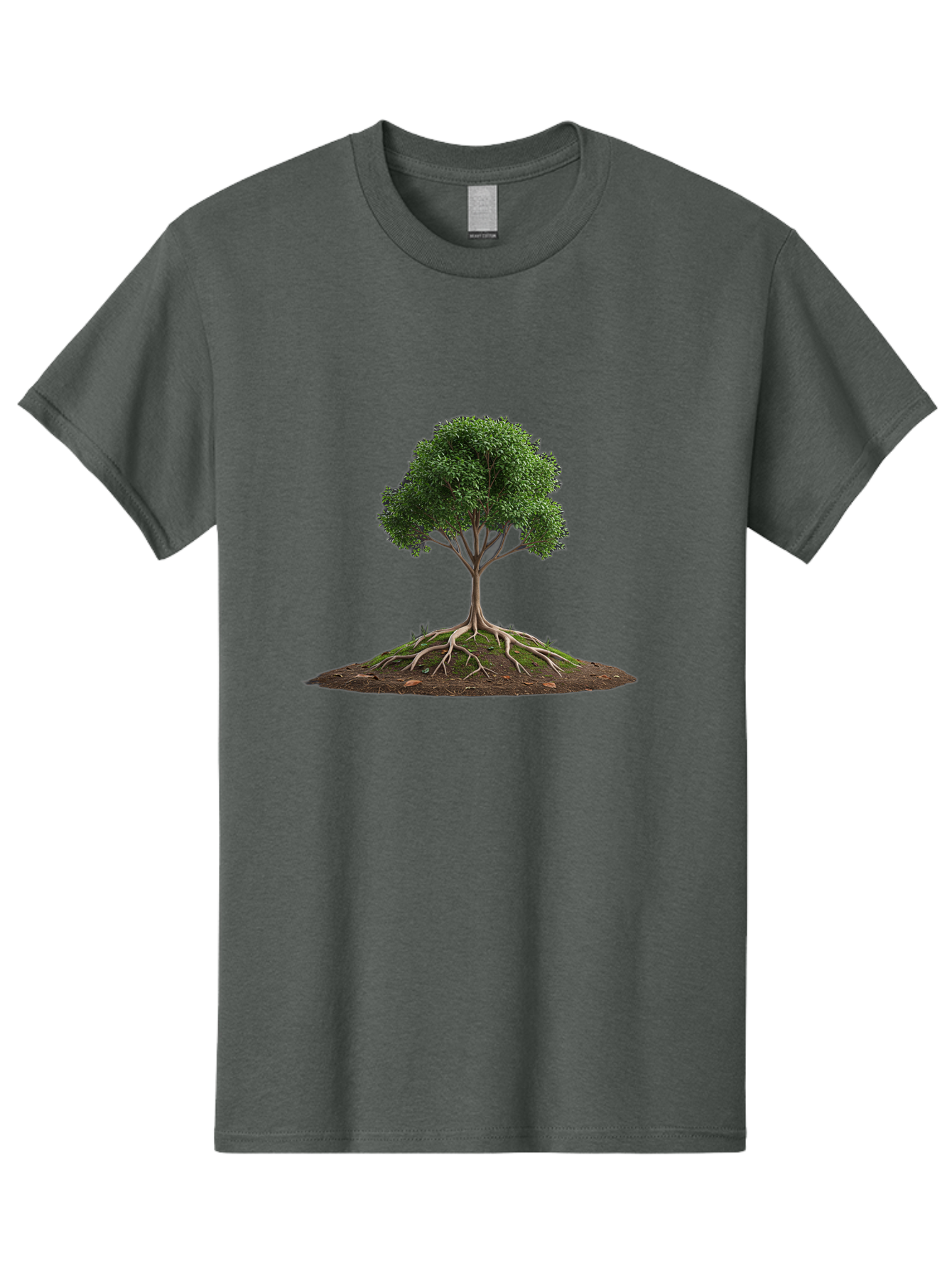 Tree-With-Exposed-Roots Men'S Graphic Tee, 100% Cotton, Comfortable Casual Summer Wear, Machine Washable, Tree With Exposed Roots, Green Leaves, Earthy Tones, Natural Scenery, Outdoor Landscape, Growth, Foliage, Branches, Trunk, Sprouts Bab550 11