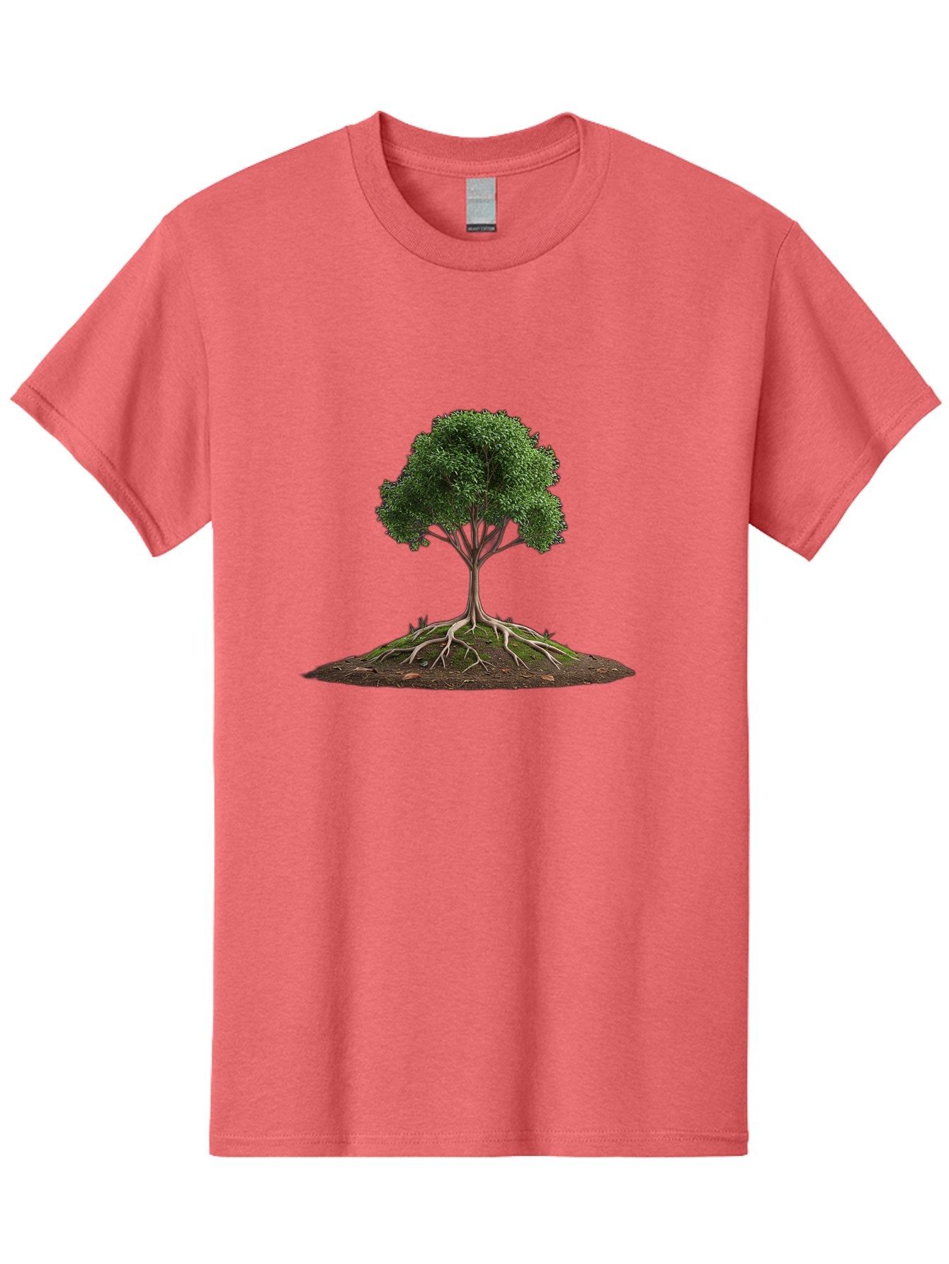 Tree-With-Exposed-Roots Men'S Graphic Tee, 100% Cotton, Comfortable Casual Summer Wear, Machine Washable, Tree With Exposed Roots, Green Leaves, Earthy Tones, Natural Scenery, Outdoor Landscape, Growth, Foliage, Branches, Trunk, Sprouts Bab550 11