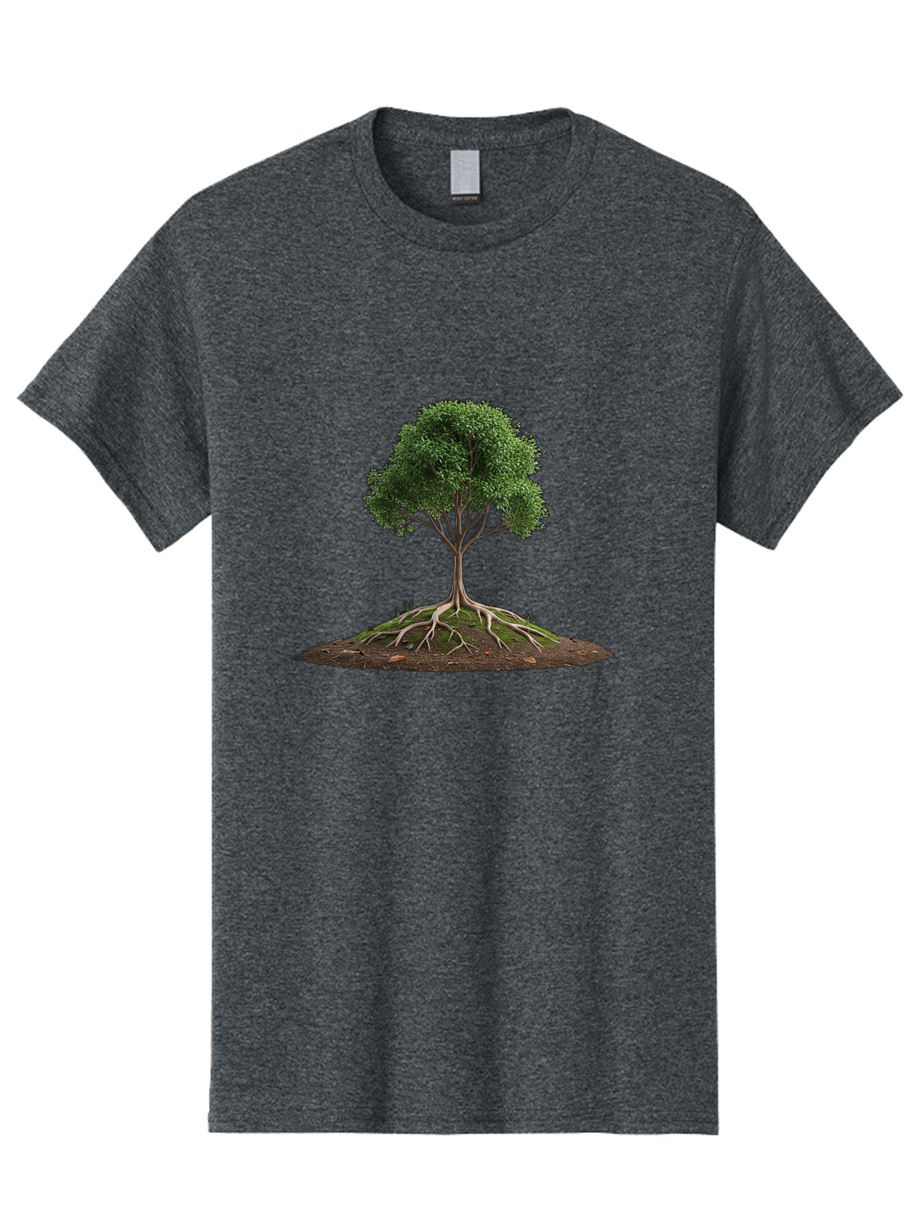 Tree-With-Exposed-Roots Men'S Graphic Tee, 100% Cotton, Comfortable Casual Summer Wear, Machine Washable, Tree With Exposed Roots, Green Leaves, Earthy Tones, Natural Scenery, Outdoor Landscape, Growth, Foliage, Branches, Trunk, Sprouts Bab550 7